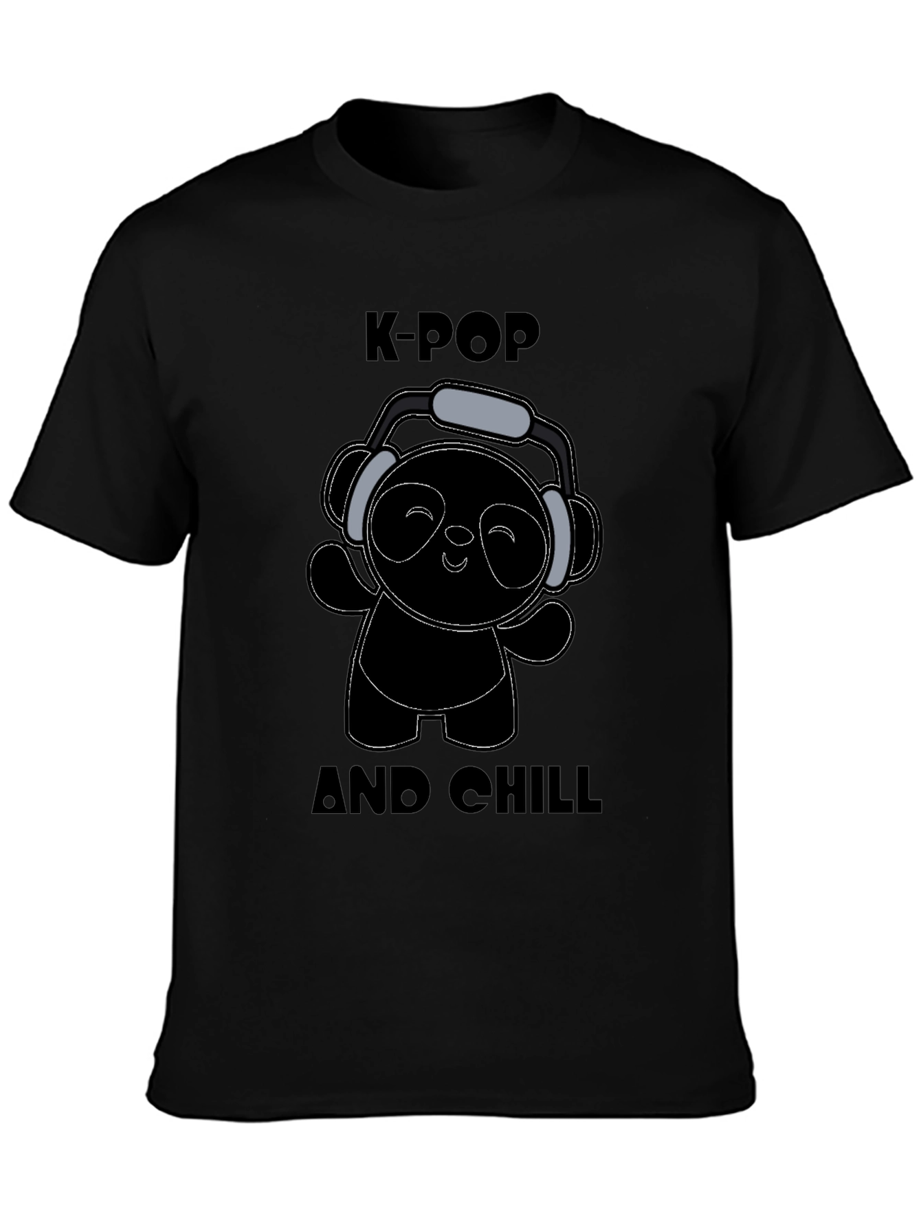 K-Pop and Chill Black Graphic T-Shirt