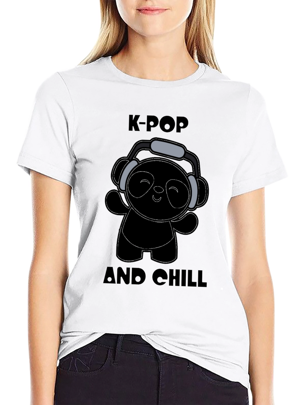K-Pop and Chill Black Graphic T-Shirt