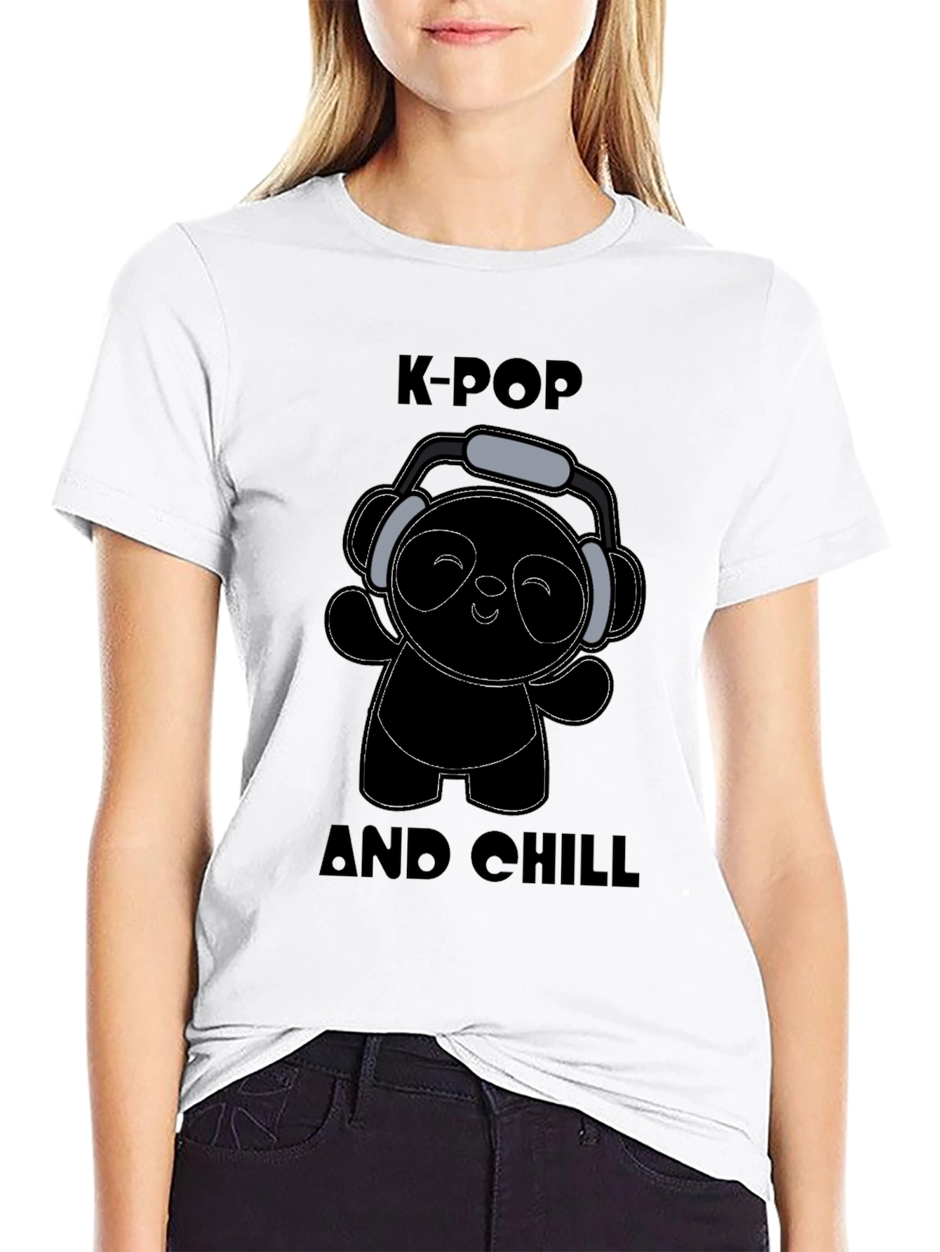K-Pop and Chill Black Graphic T-Shirt