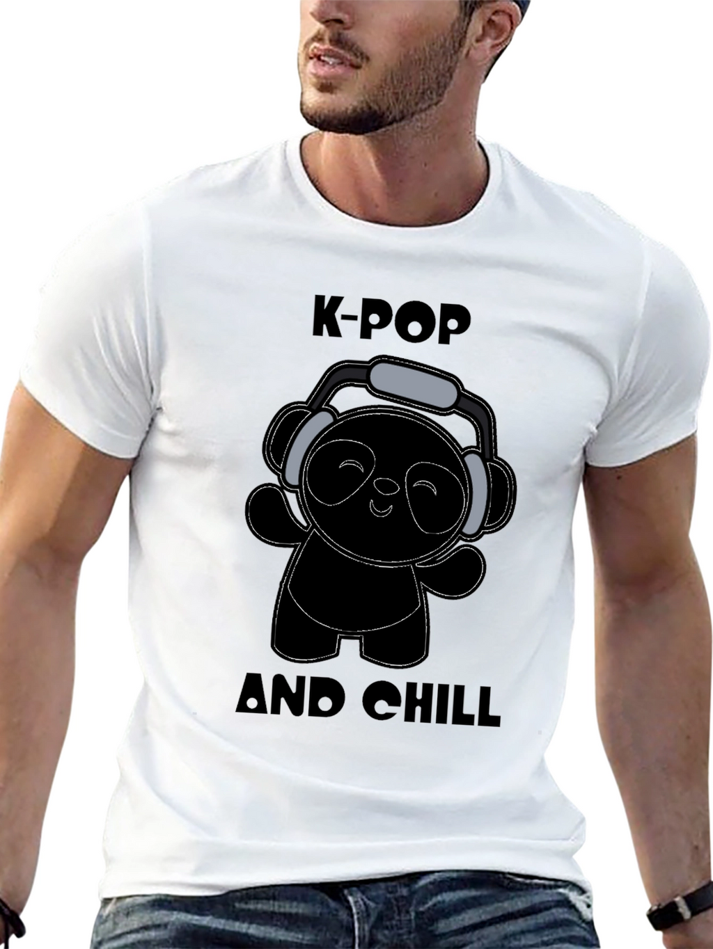 K-Pop and Chill Black Graphic T-Shirt