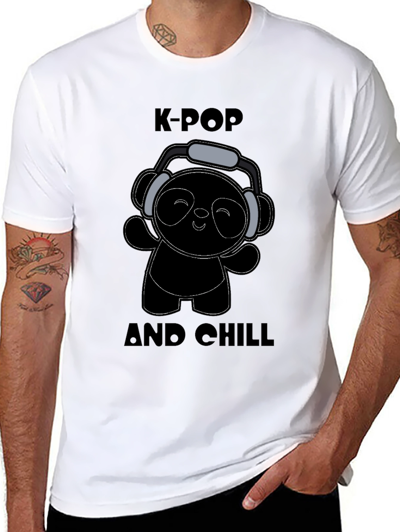 K-Pop and Chill Black Graphic T-Shirt