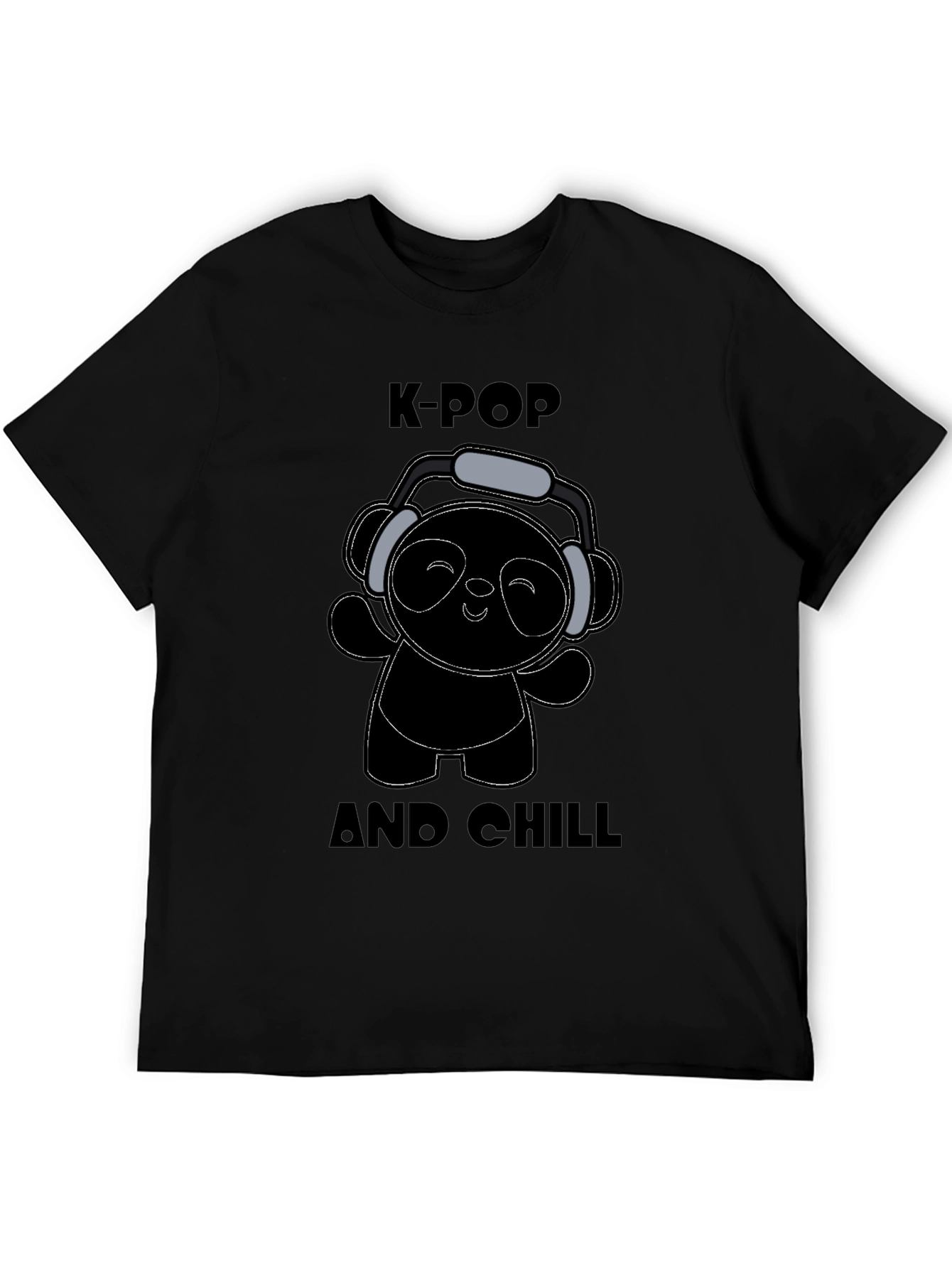 K-Pop and Chill Black Graphic T-Shirt