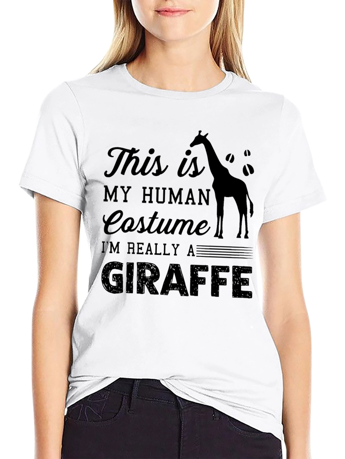 Human Costume Giraffe Black T-Shirt
