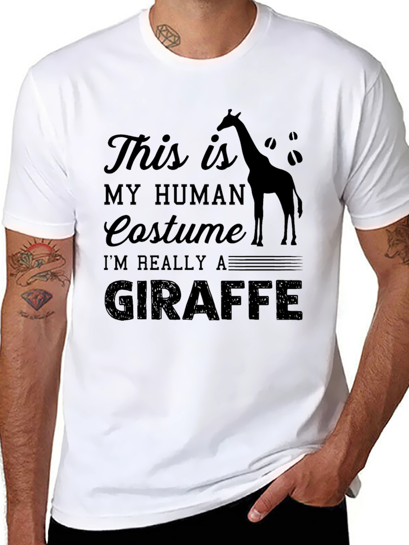 Human Costume Giraffe Black T-Shirt