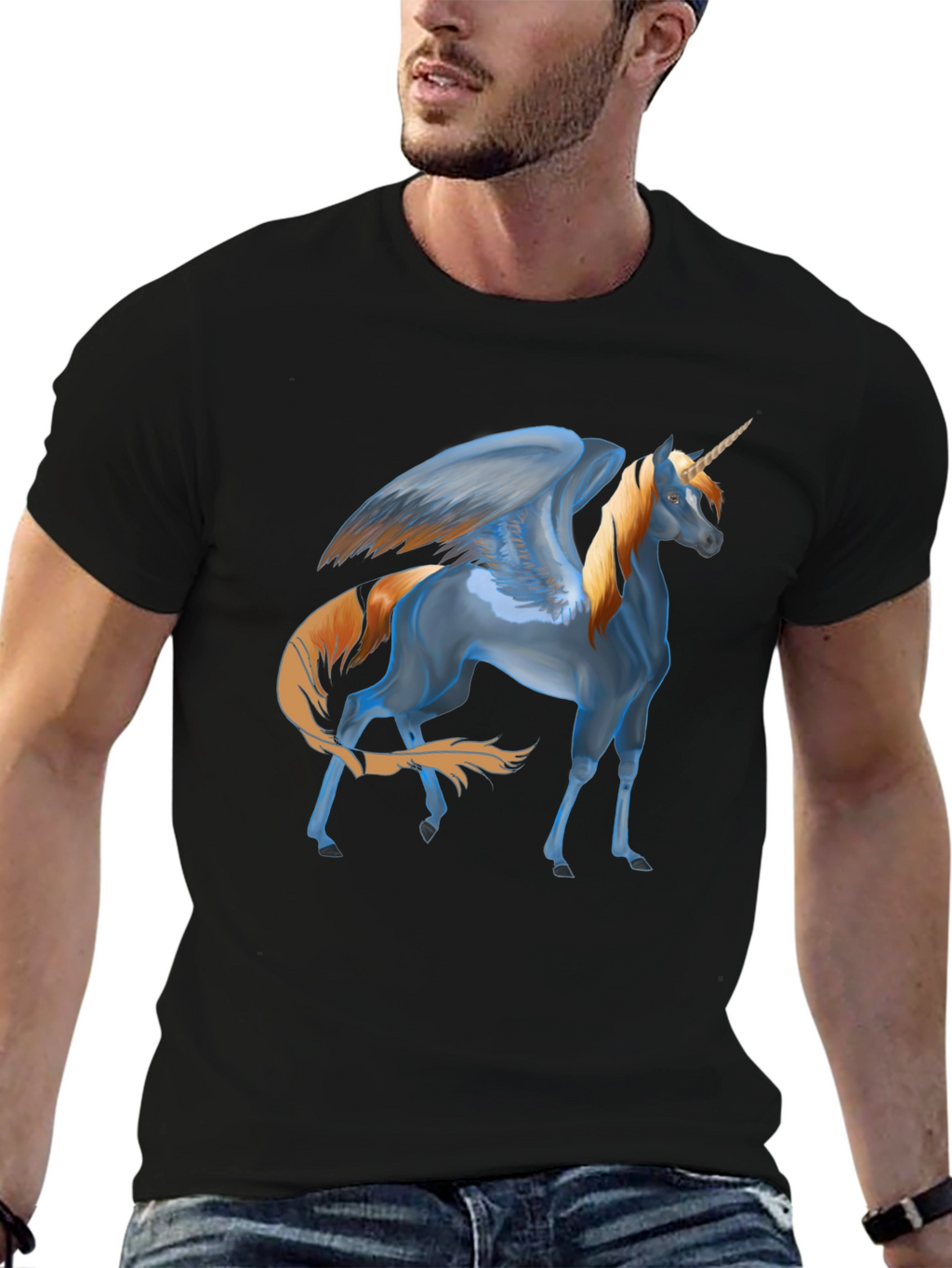Unicorn Pegasus Graphic T-Shirt - Black