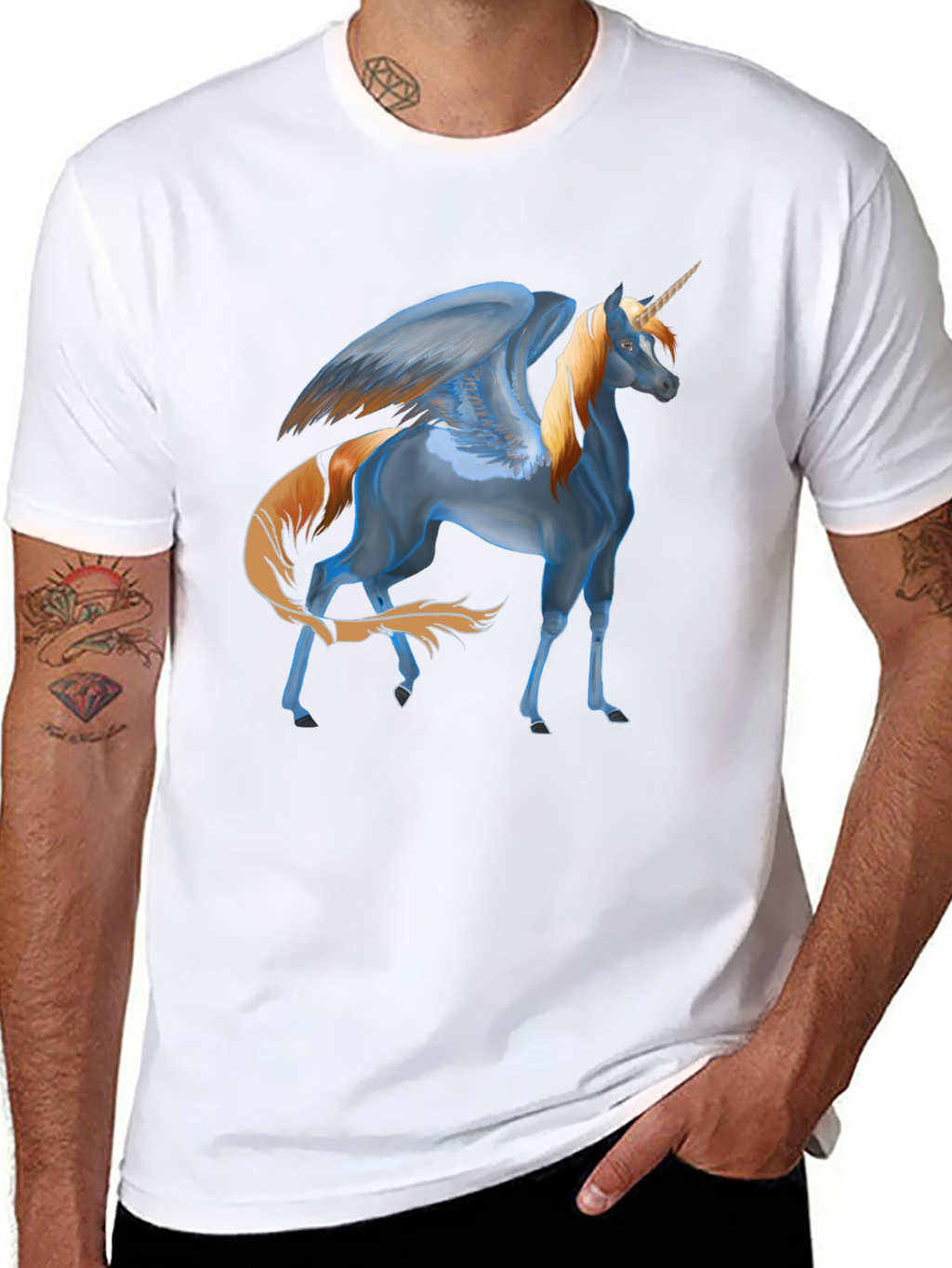 Unicorn Pegasus Graphic T-Shirt - Black
