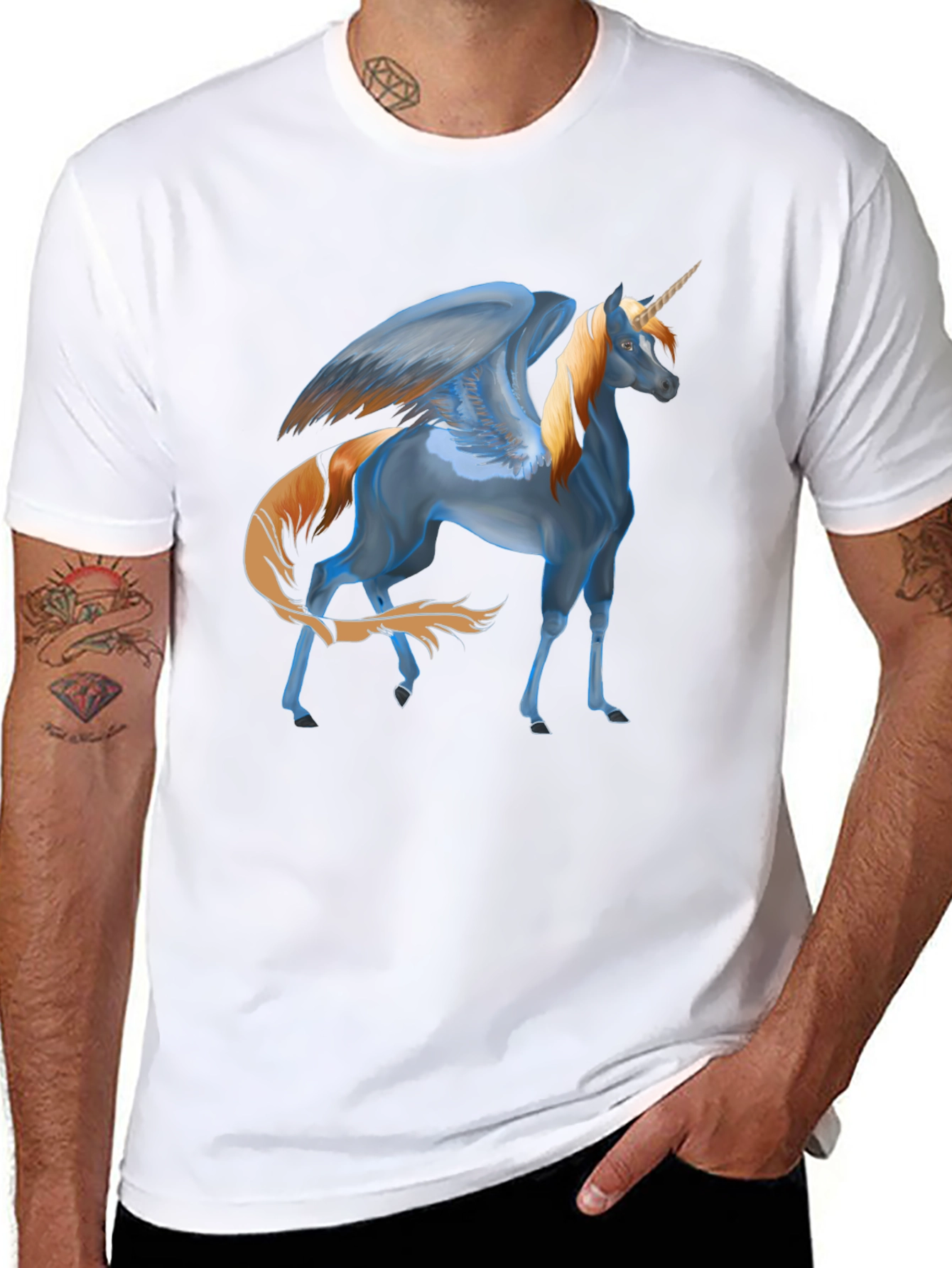 Unicorn Pegasus Graphic T-Shirt - Black