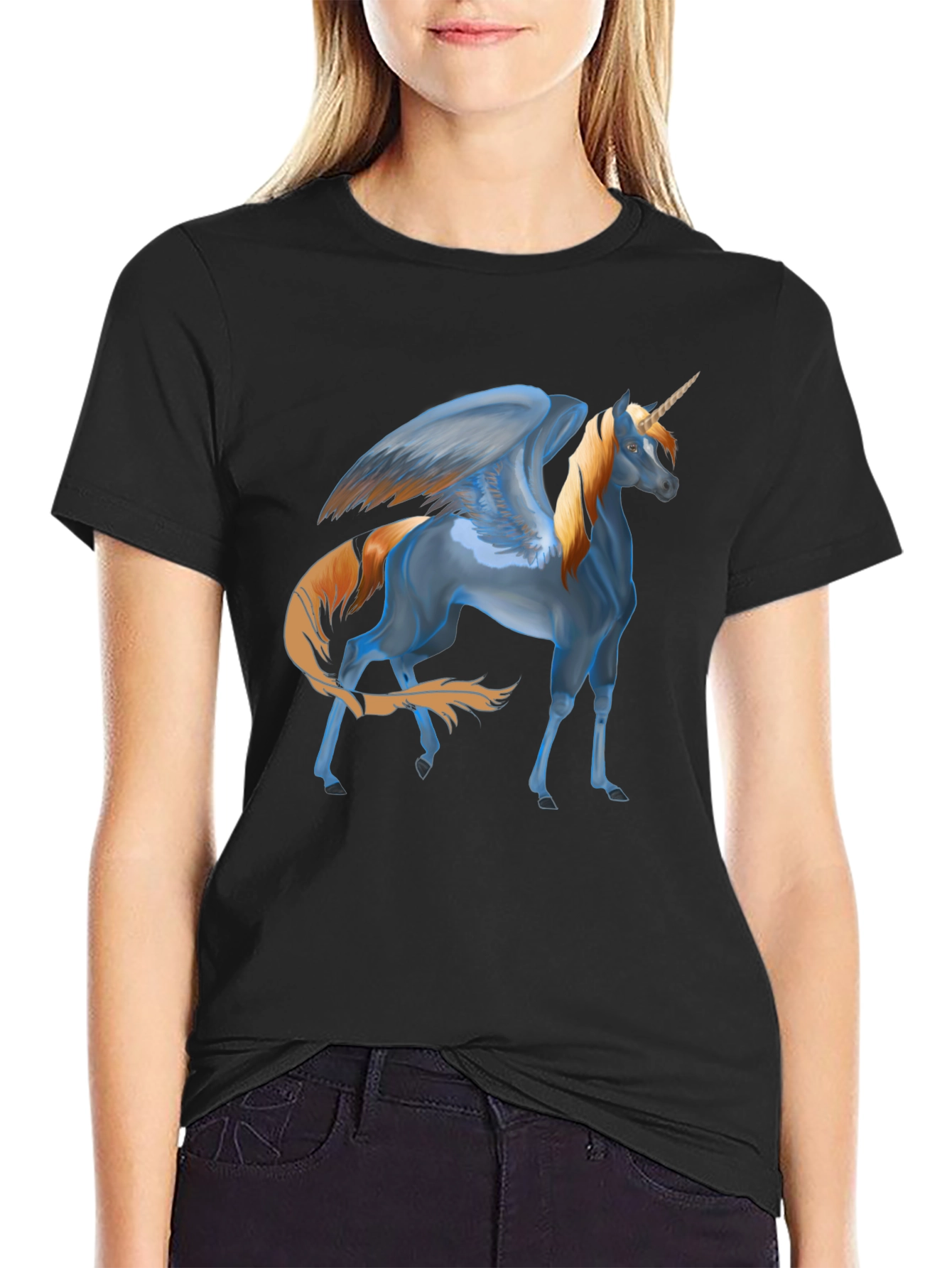 Unicorn Pegasus Graphic T-Shirt - Black
