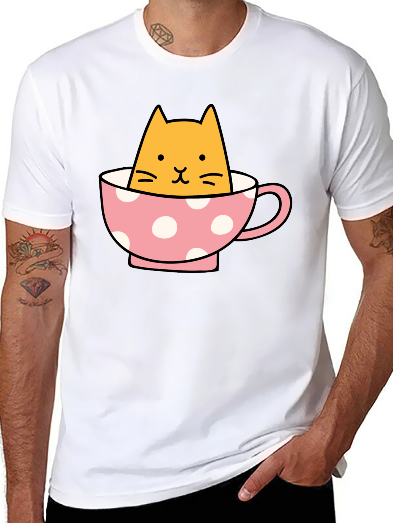 Cute Cat in Teacup Graphic Tee