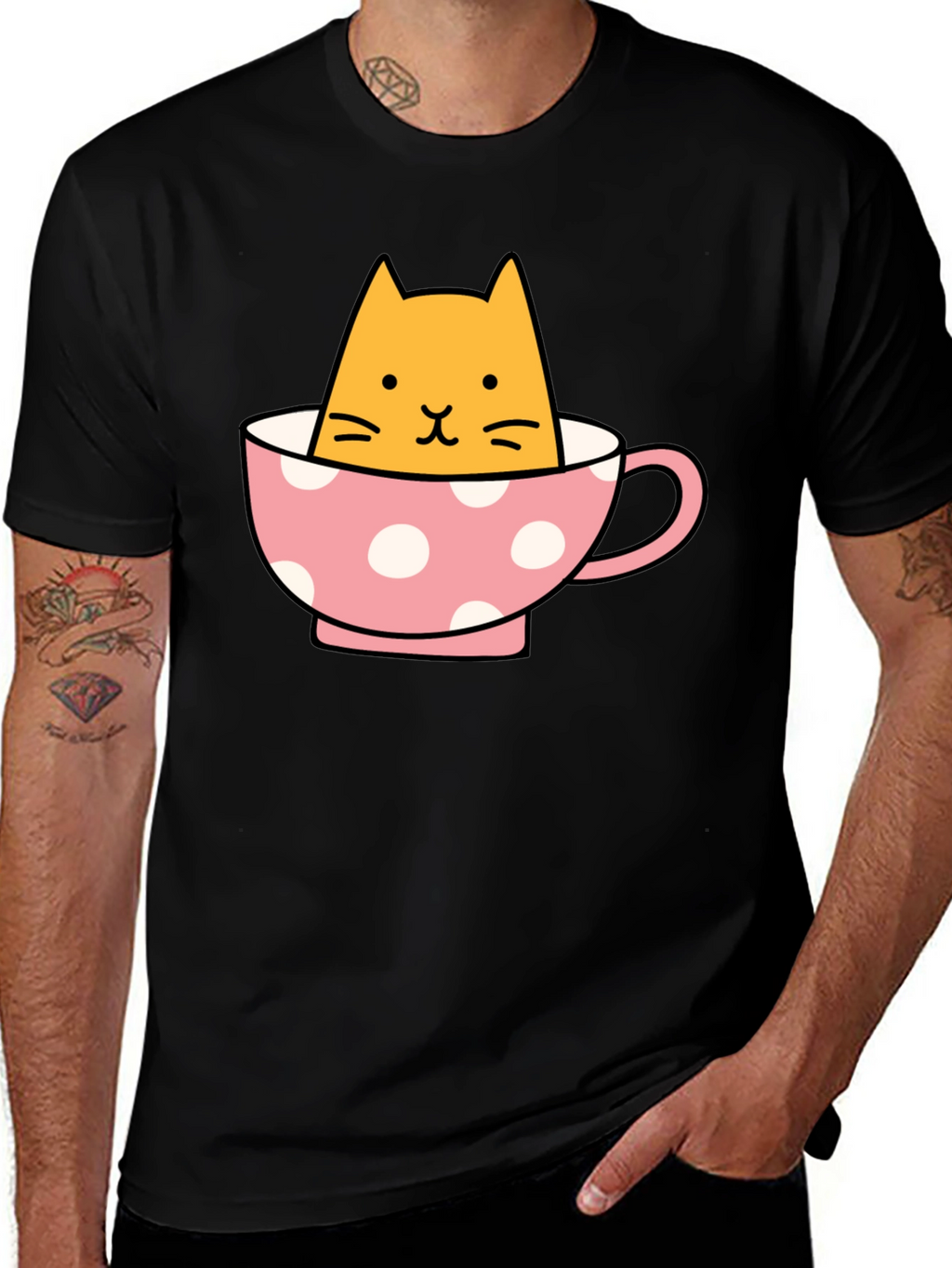 Cute Cat in Teacup Graphic Tee