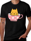 Cute Cat in Teacup Graphic Tee