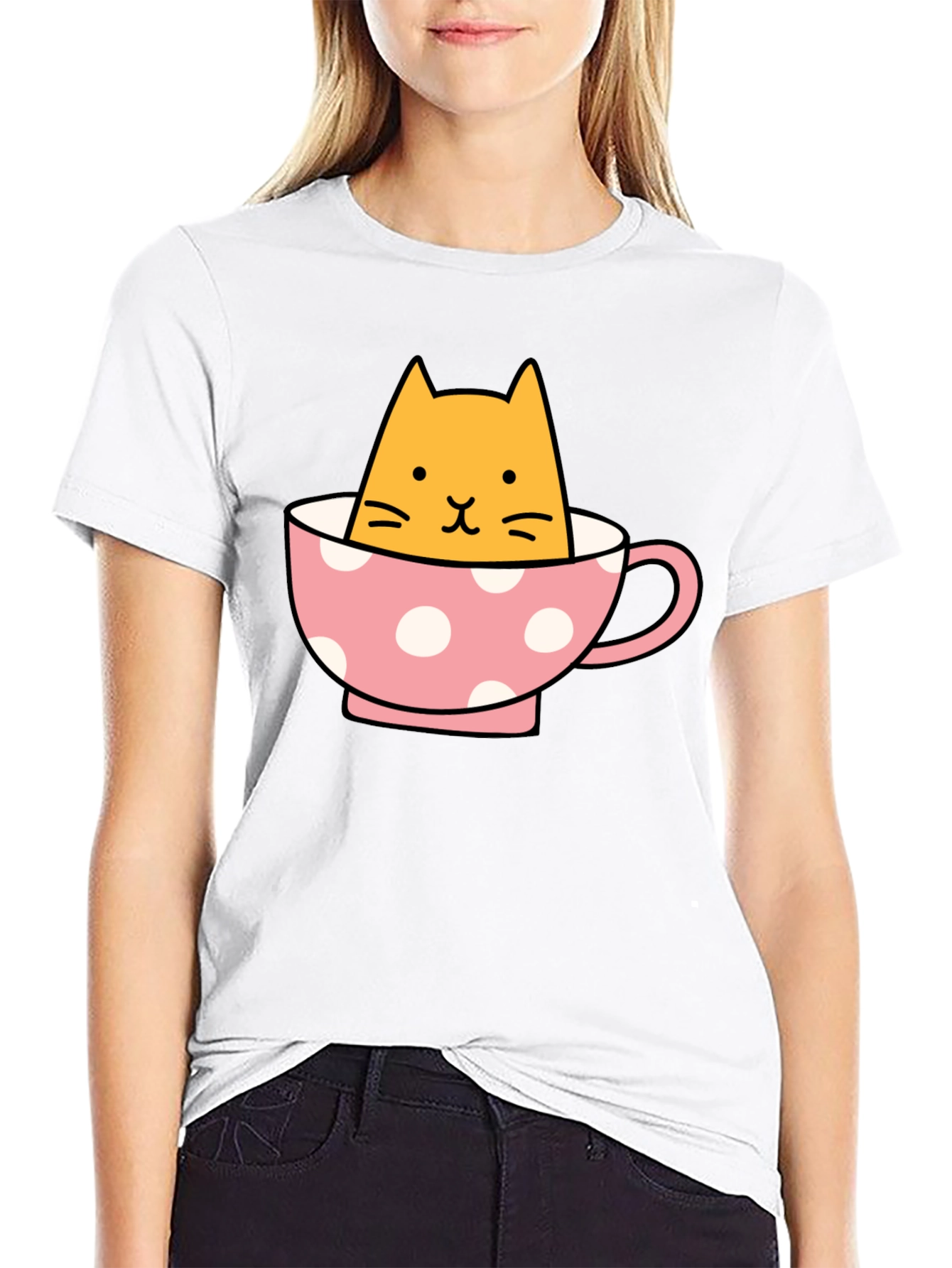 Cute Cat in Teacup Graphic Tee
