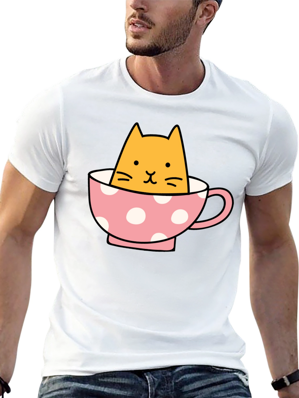 Cute Cat in Teacup Graphic Tee