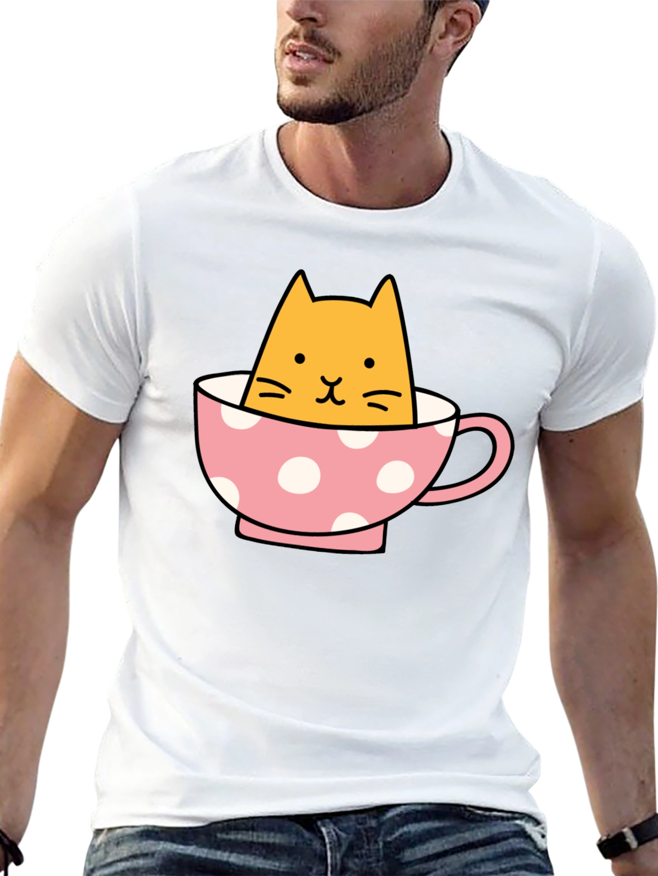 Cute Cat in Teacup Graphic Tee