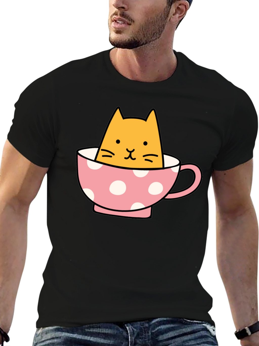 Cute Cat in Teacup Graphic Tee