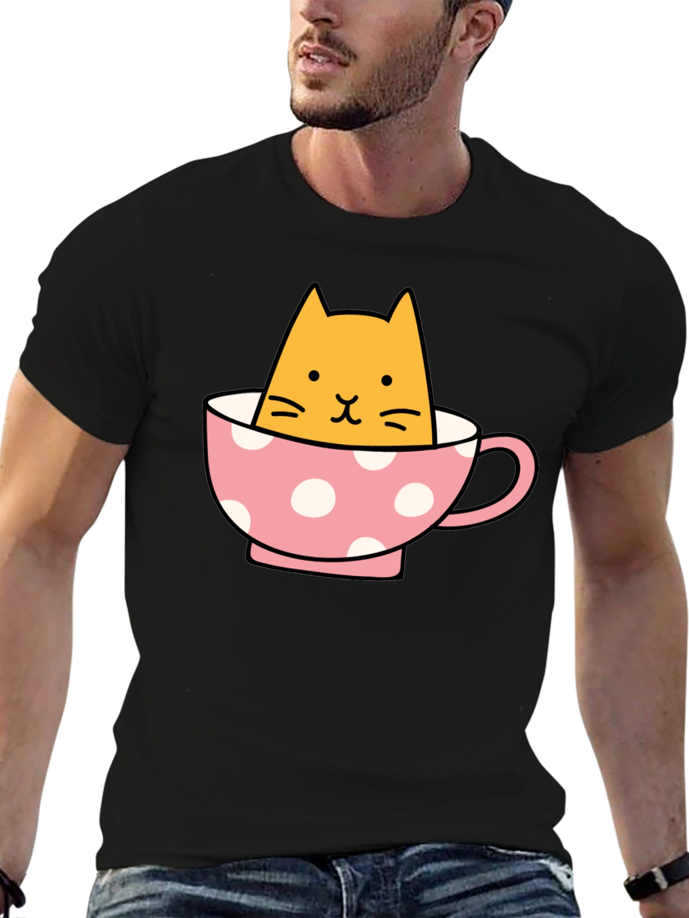 Cute Cat in Teacup Graphic Tee