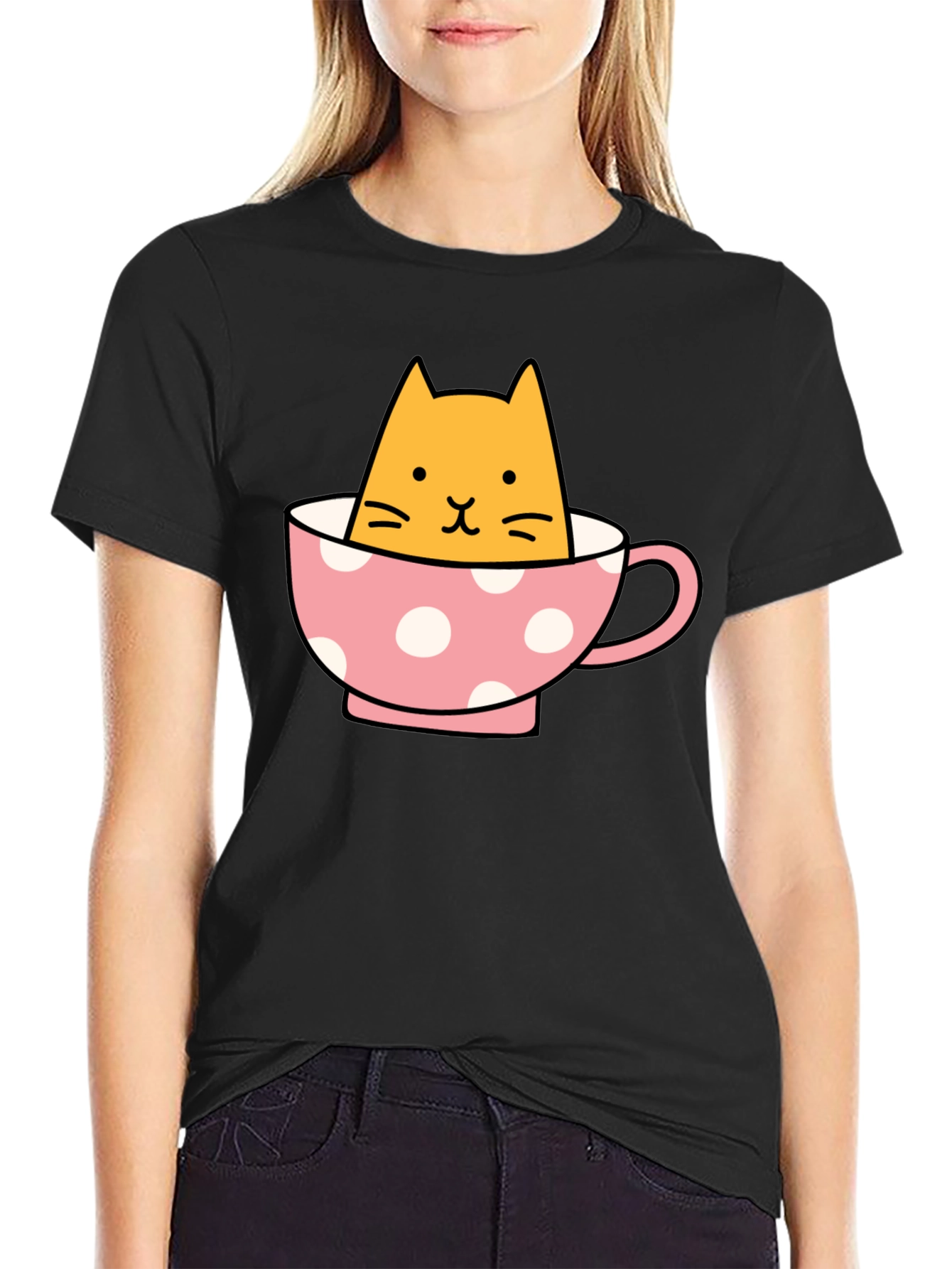 Cute Cat in Teacup Graphic Tee