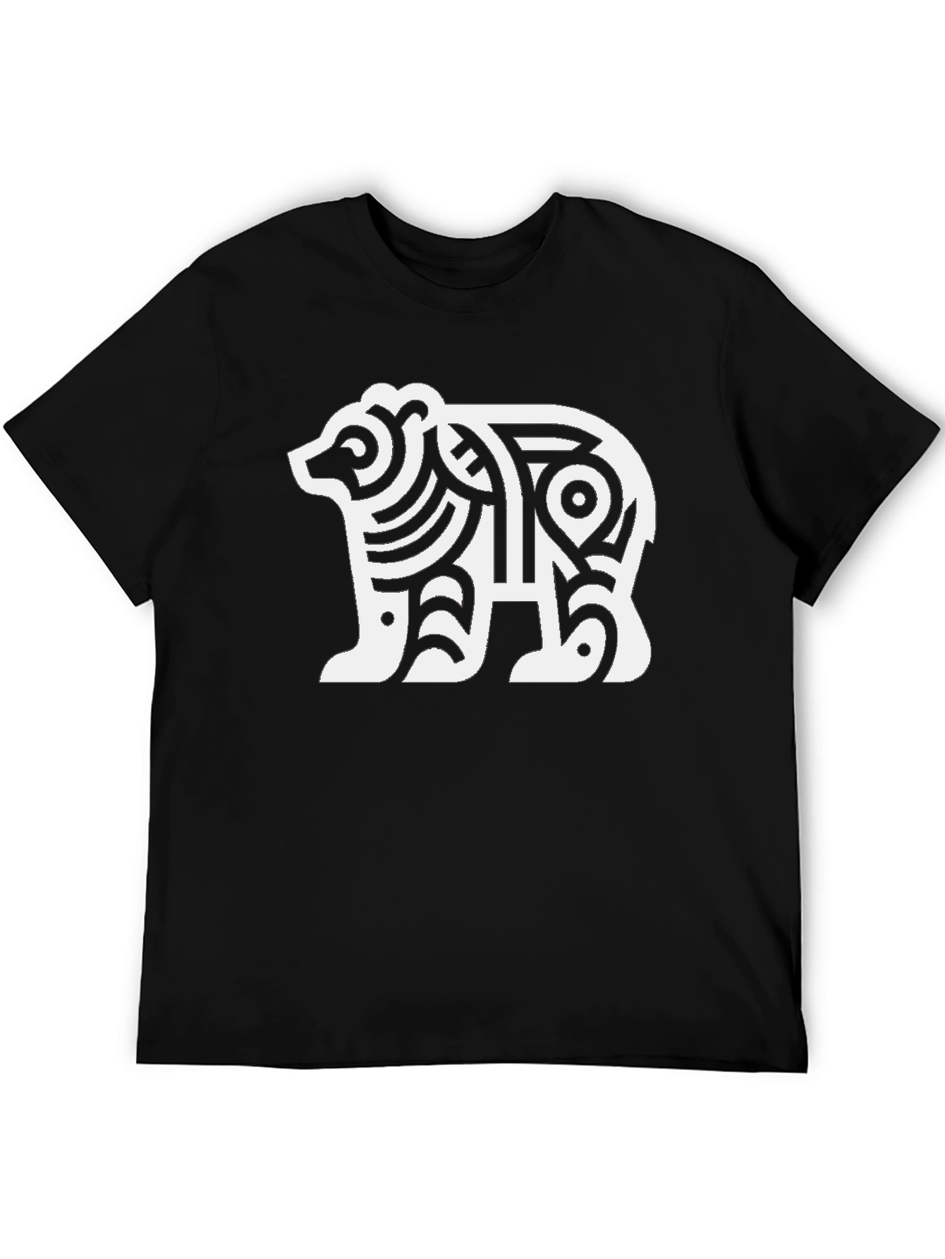 Tribal Bear Graphic T-Shirt - Black