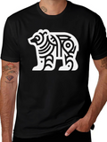 Tribal Bear Graphic T-Shirt - Black