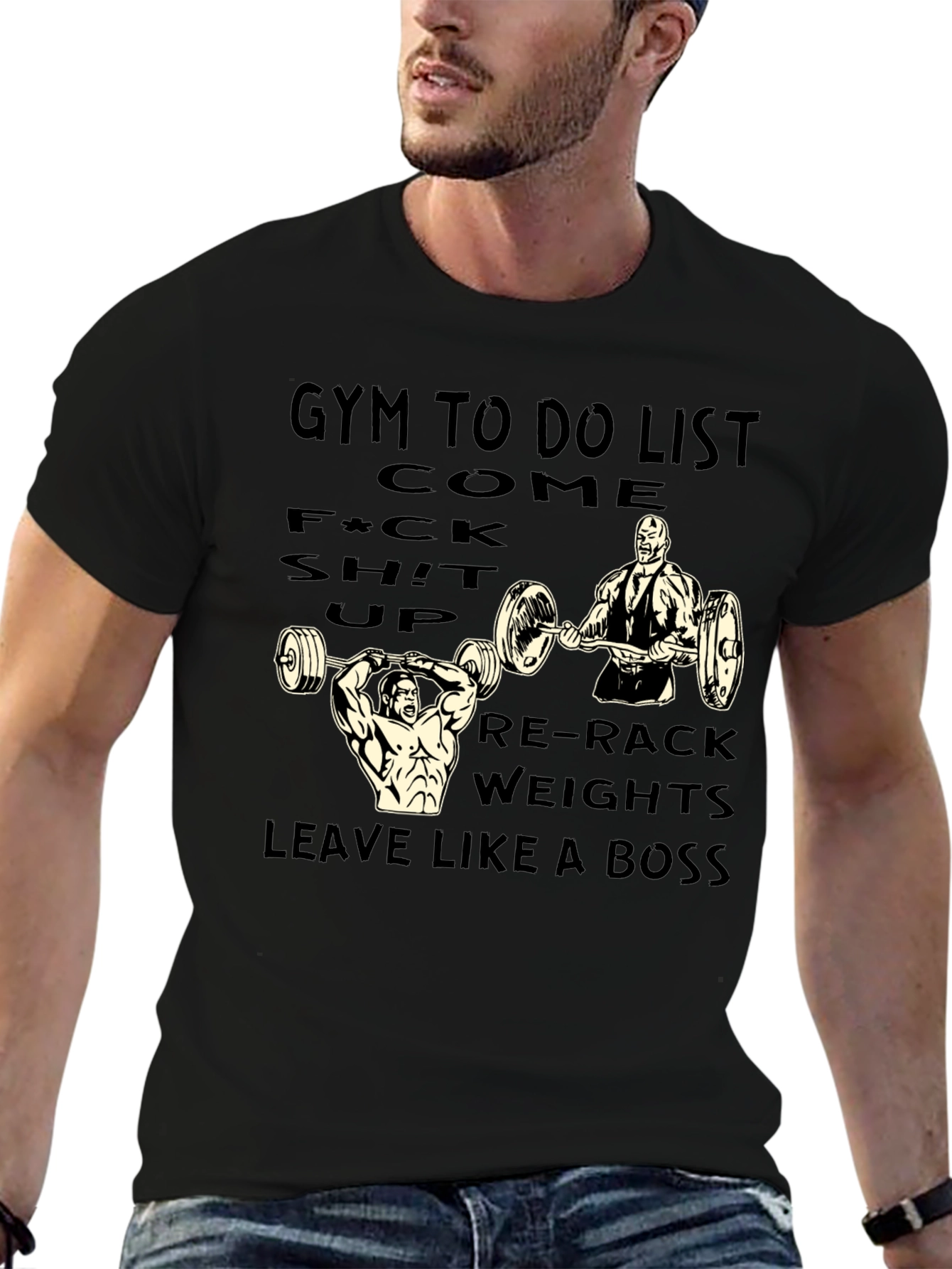 Gym To Do List Black Graphic Tee