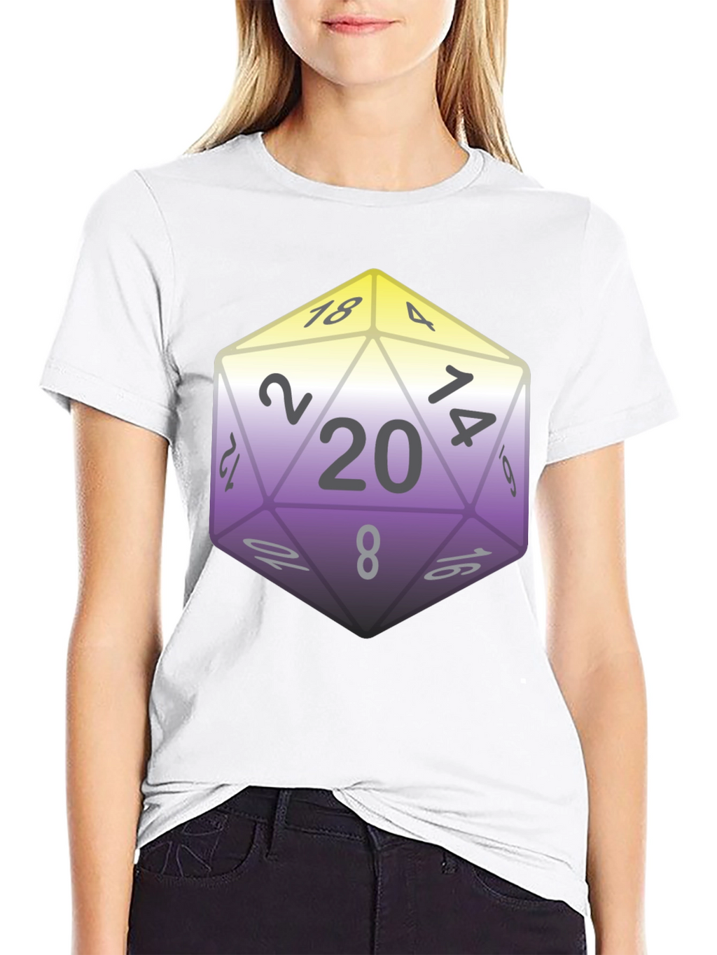 D&D D20 Dice Nonbinary Pride T-Shirt