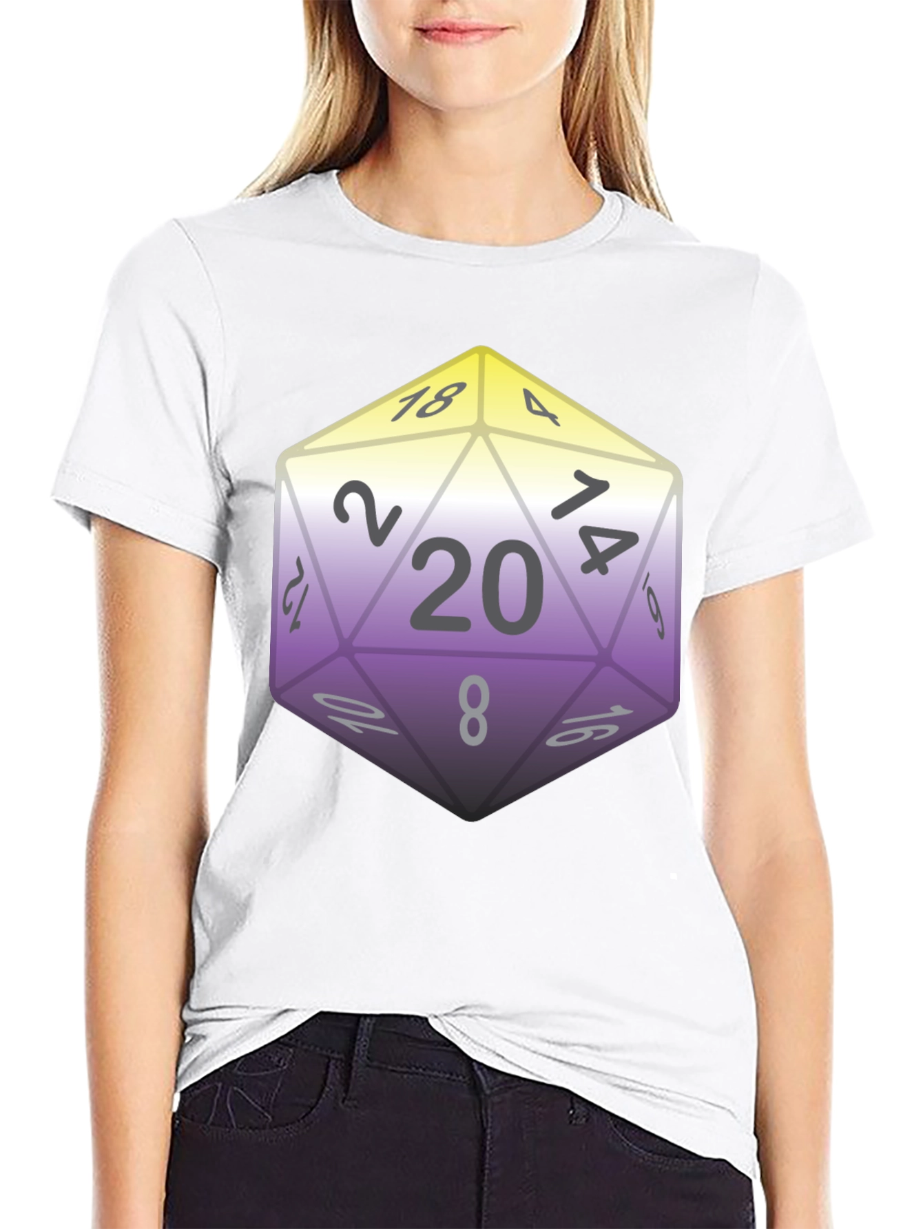 D&D D20 Dice Nonbinary Pride T-Shirt