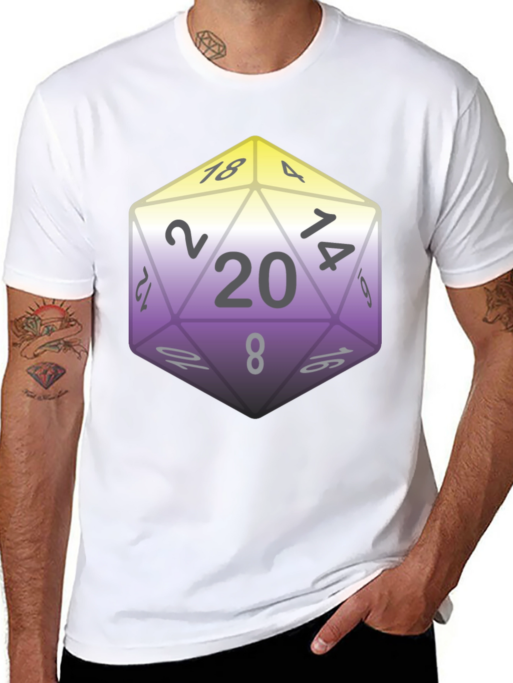 D&D D20 Dice Nonbinary Pride T-Shirt