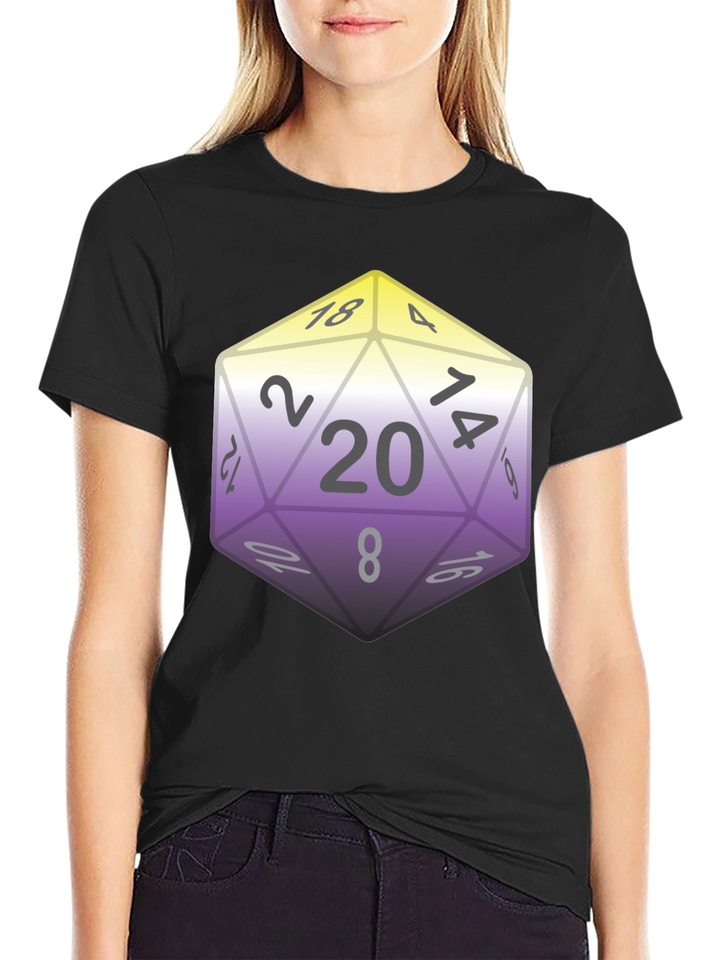 D&D D20 Dice Nonbinary Pride T-Shirt