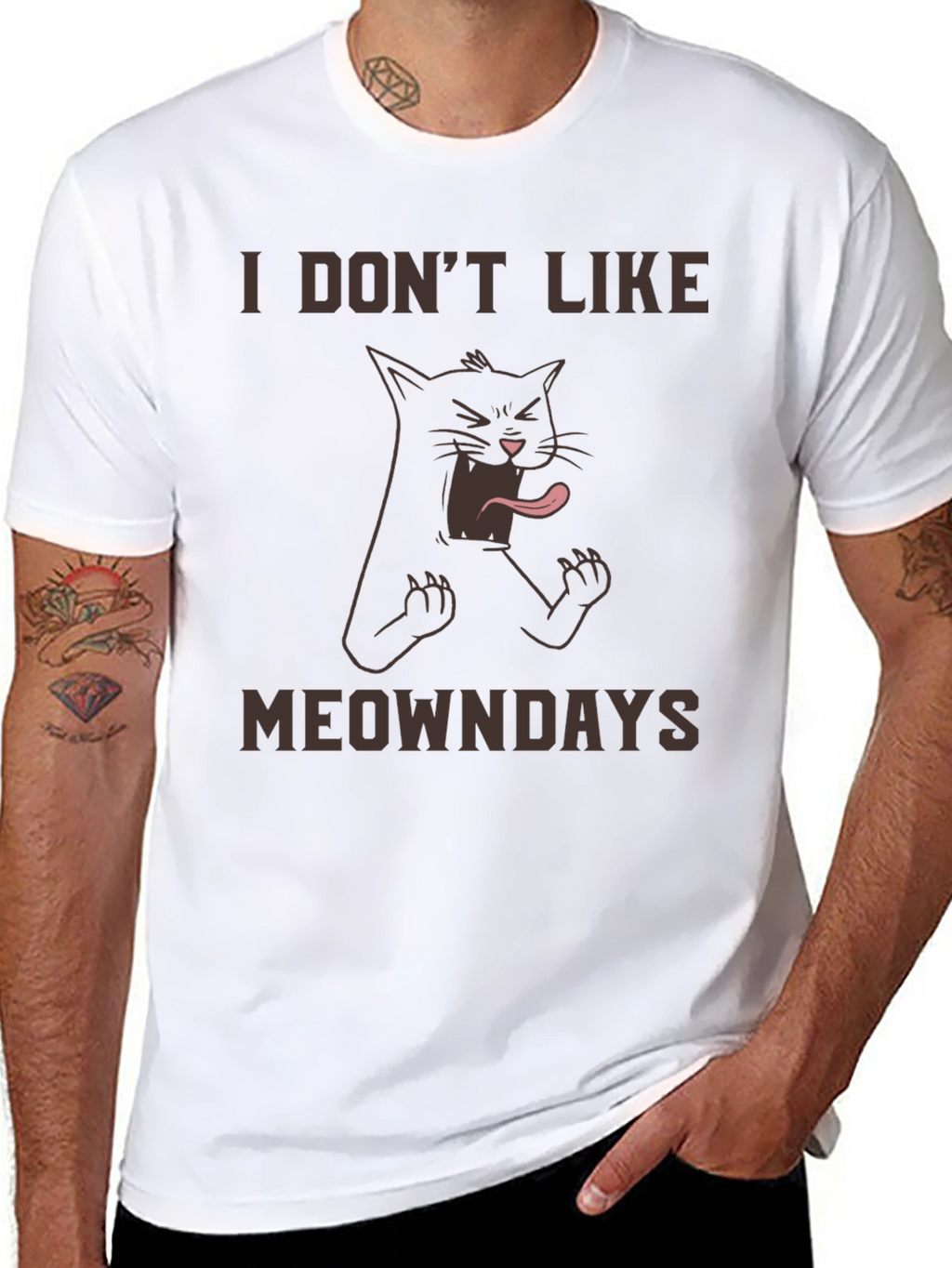 I Dont Like Meowndays Black T-Shirt