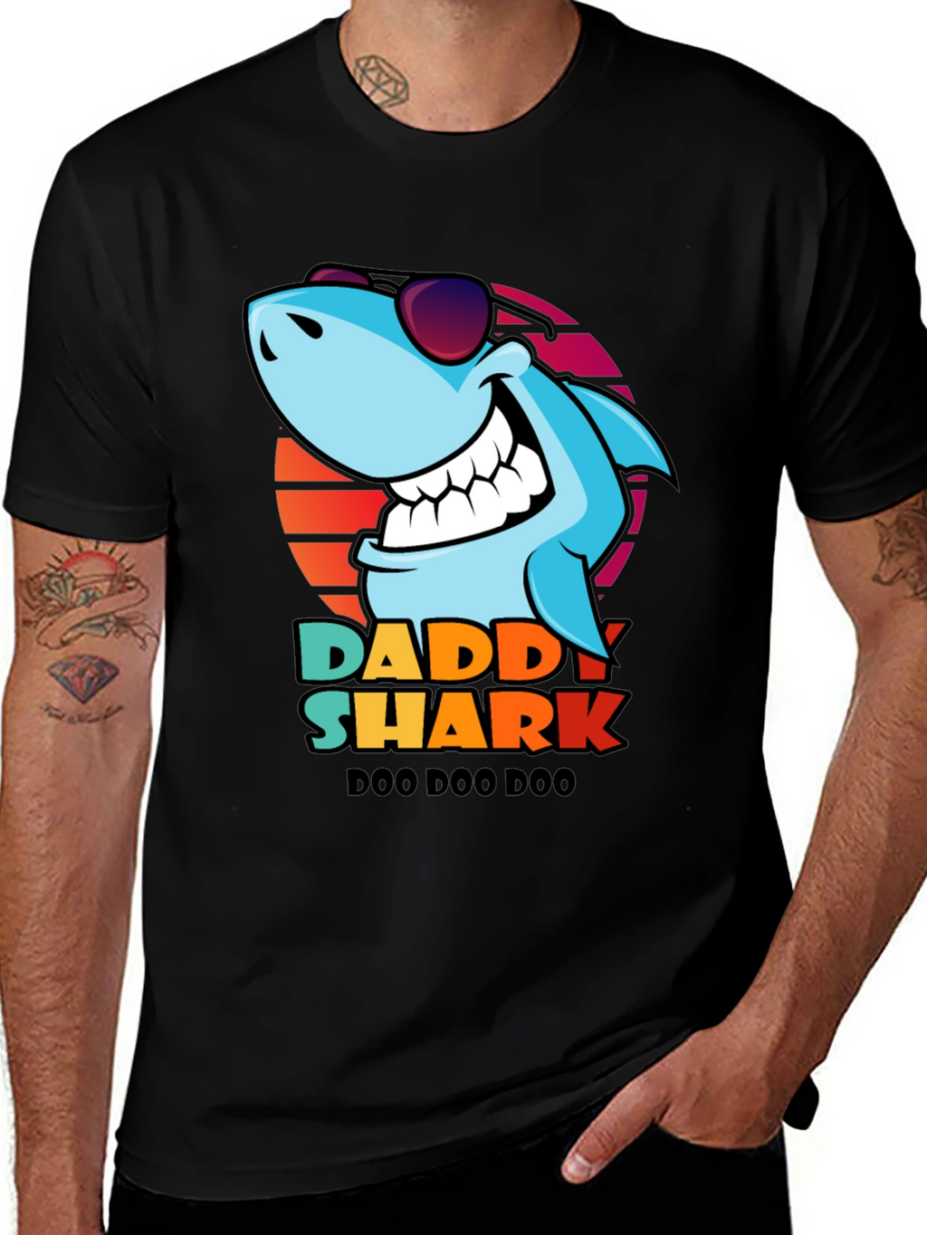 Daddy Shark Doo Doo Doo T-Shirt - Black