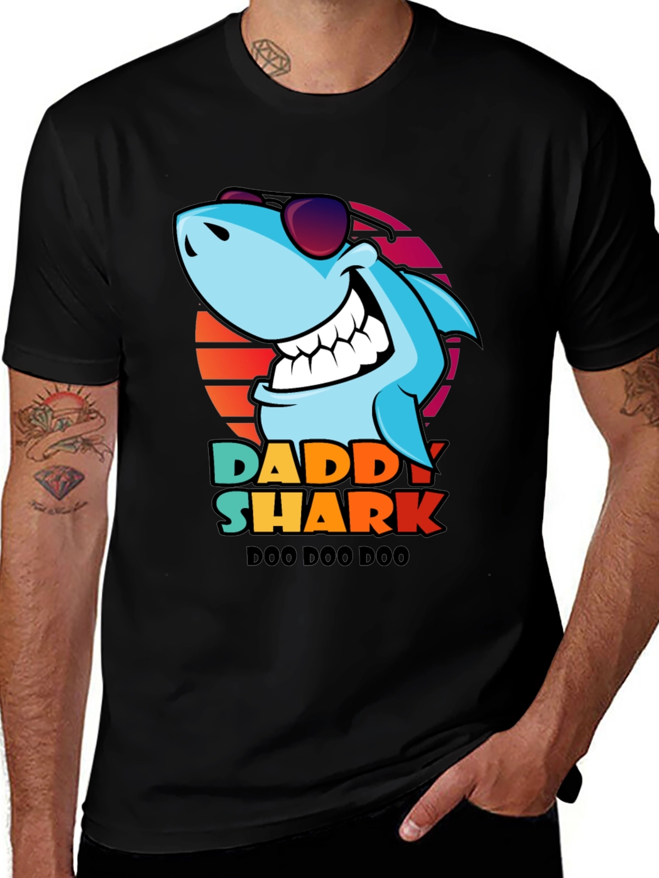 Daddy Shark Doo Doo Doo T-Shirt - Black