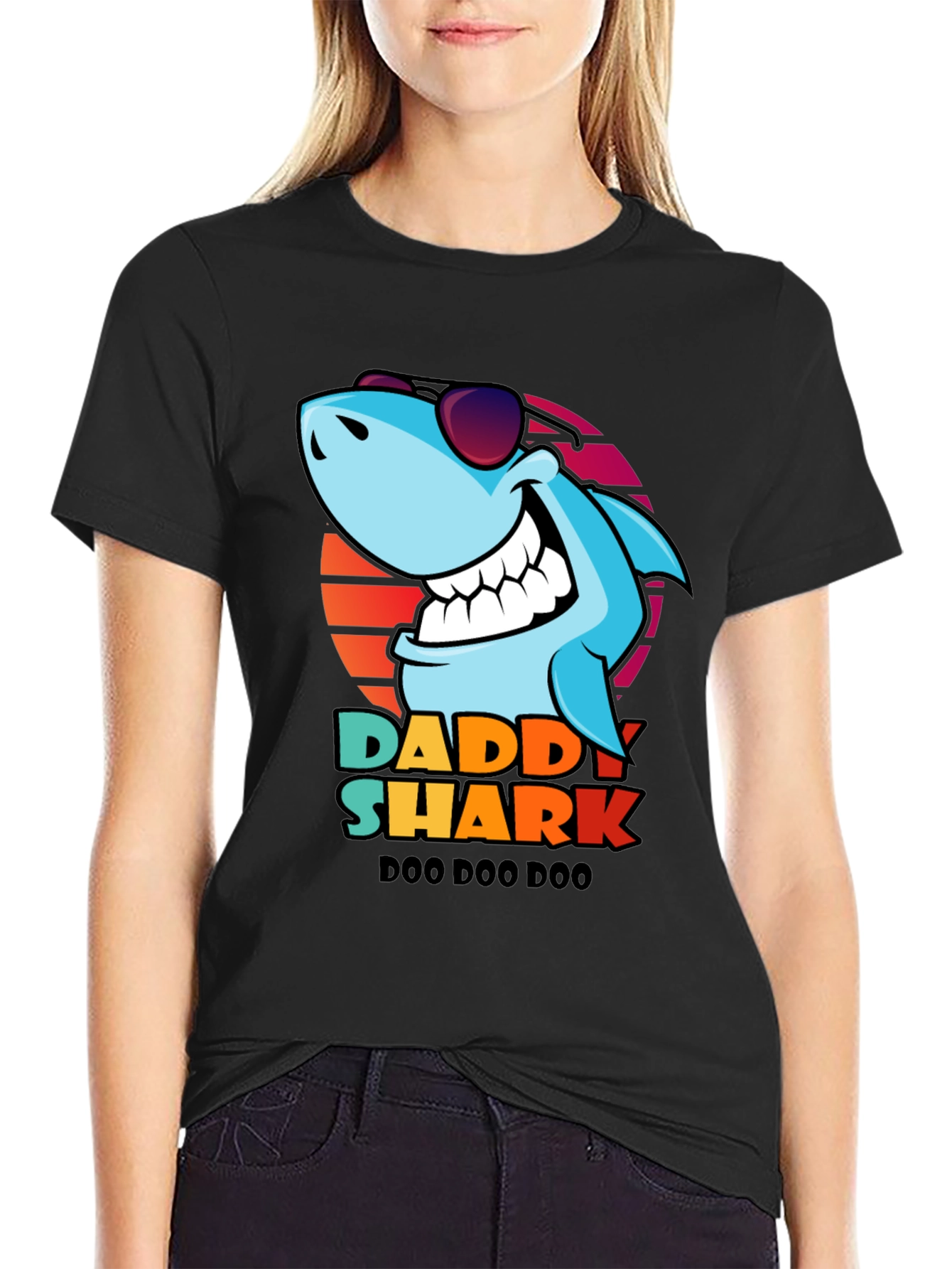 Daddy Shark Doo Doo Doo T-Shirt - Black