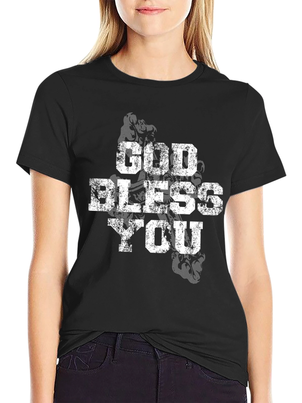 God Bless You Black Graphic Tee