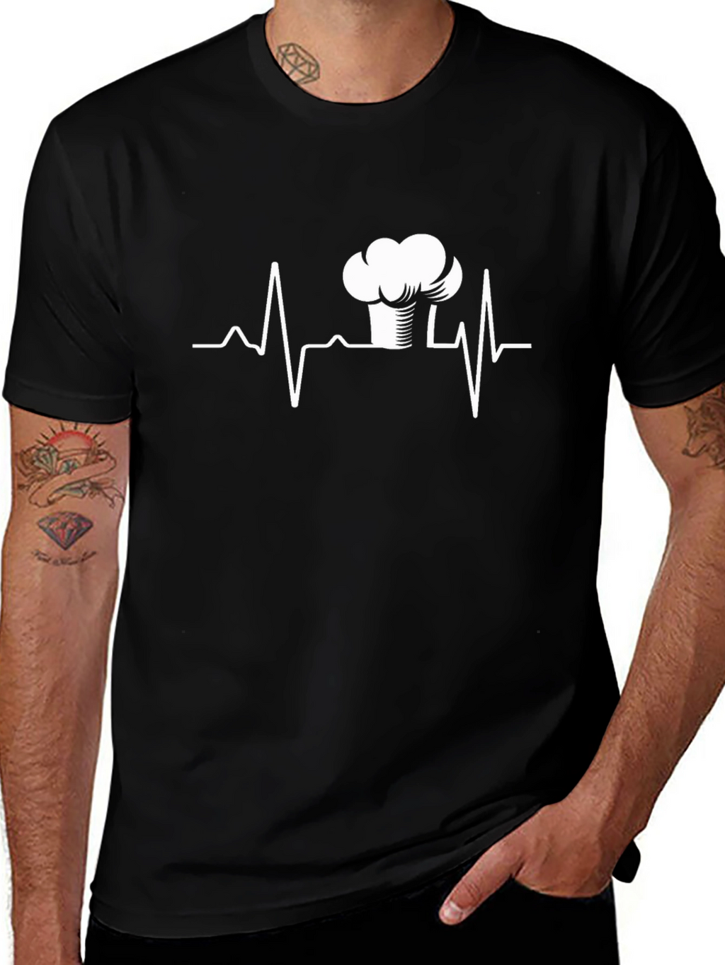 Chefs Heartbeat T-Shirt - Black Cotton Tee