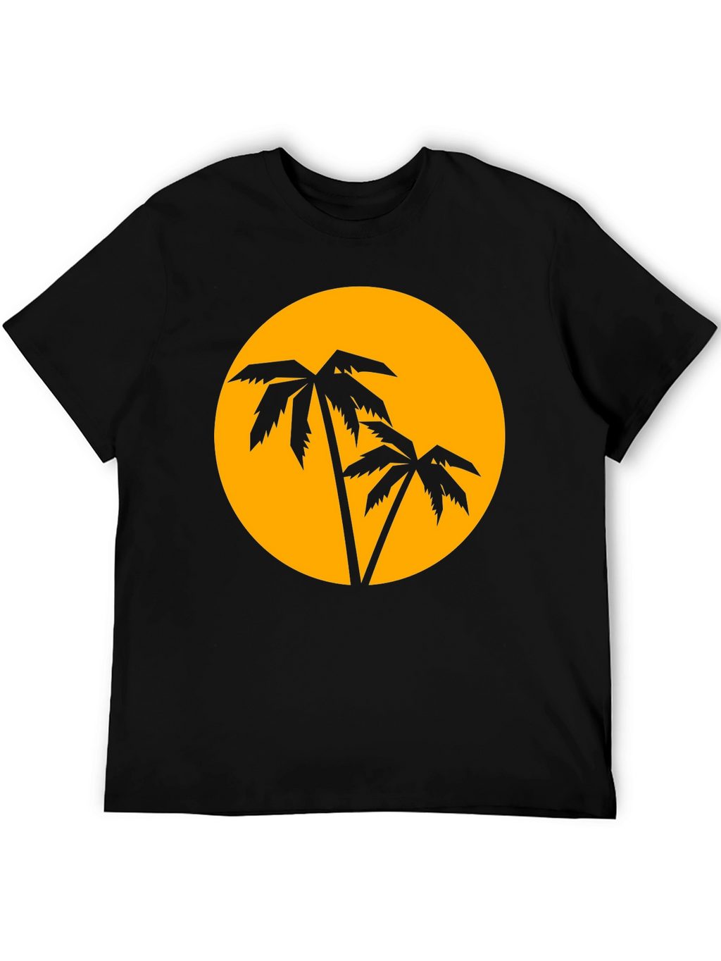 Tropical Palm Tree Sunset Graphic Tee - Black