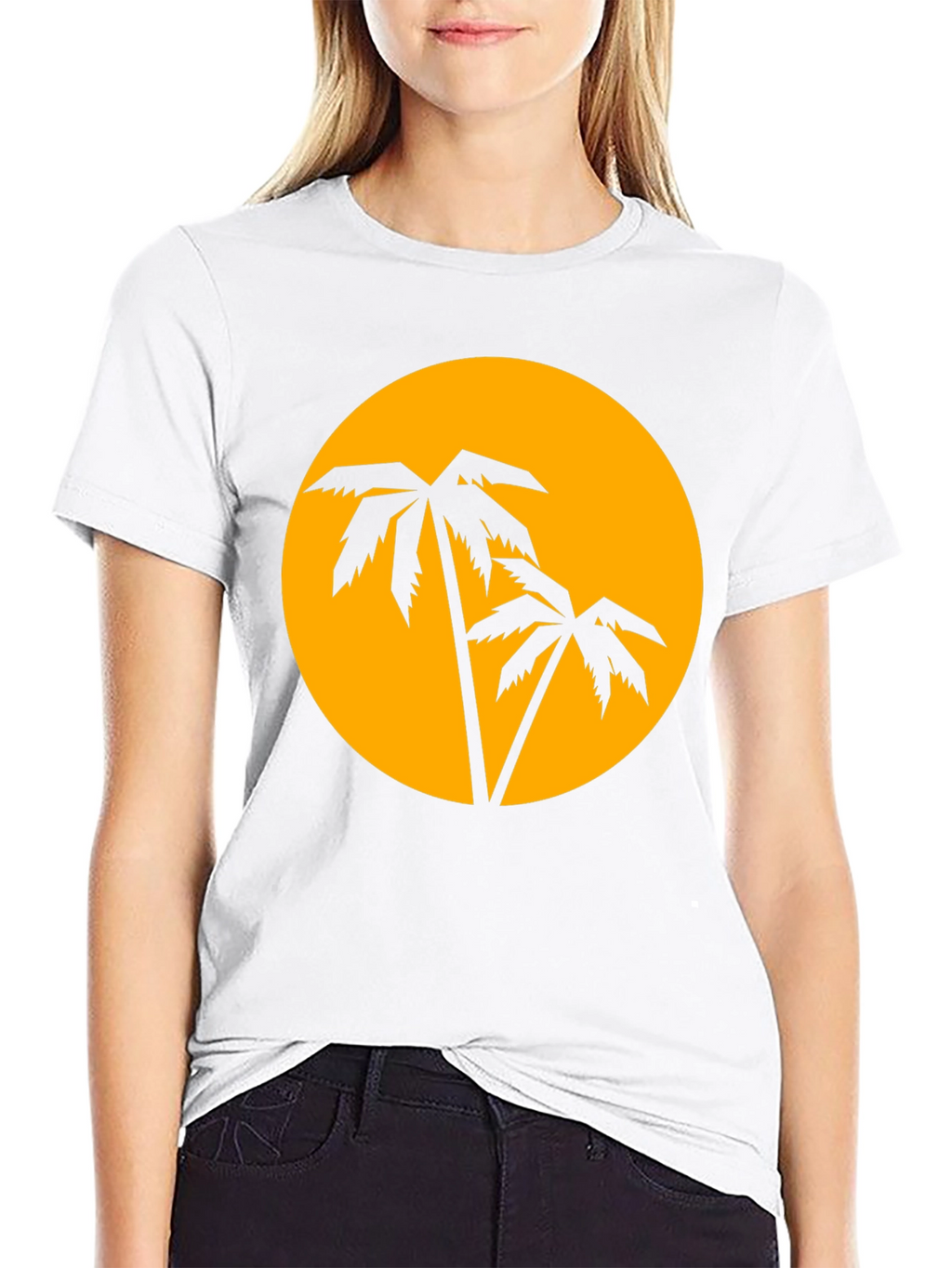 Tropical Palm Tree Sunset Graphic Tee - Black