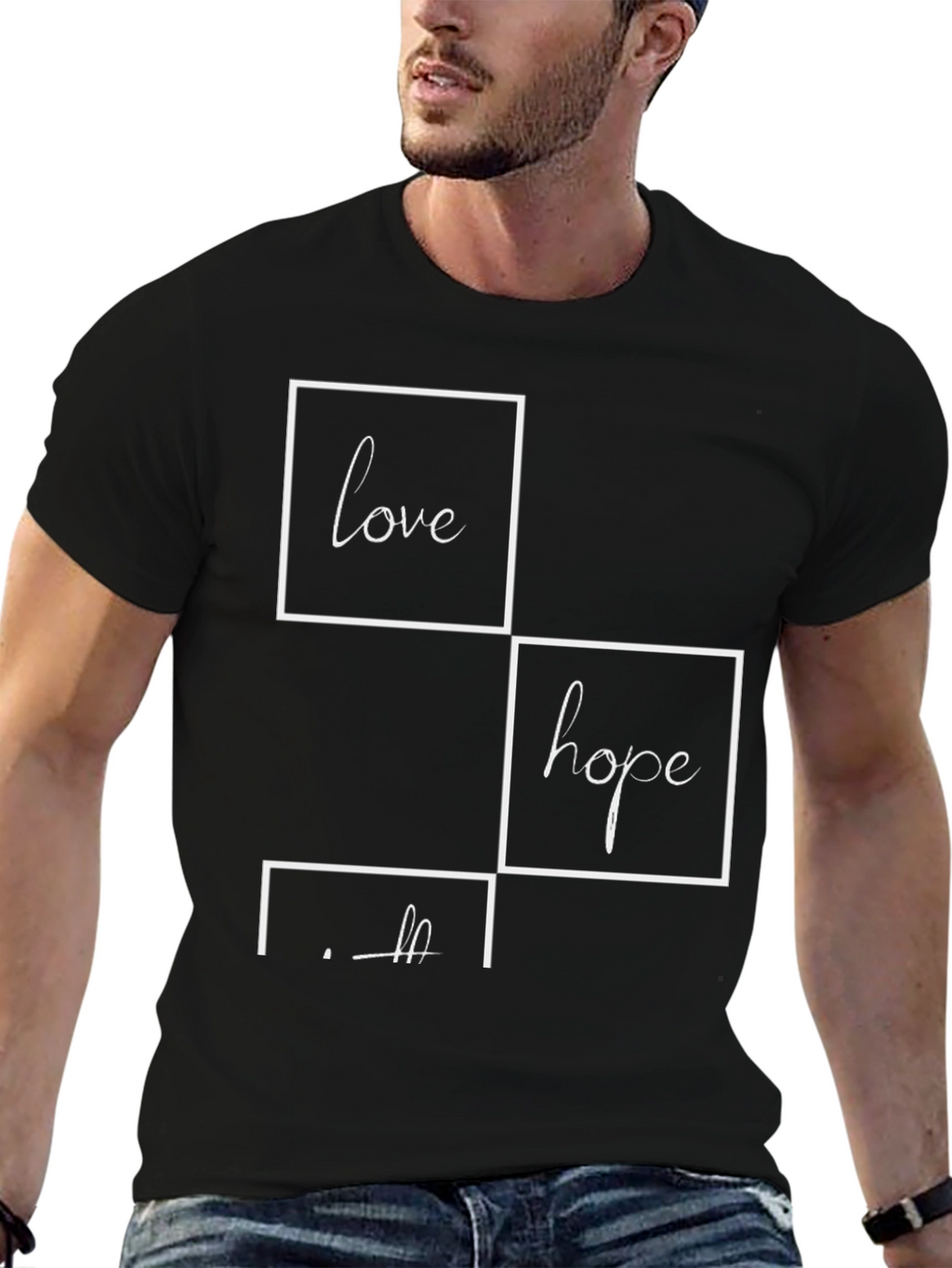 Love Hope Faith Graphic Tee - Stylish Black T-Shirt