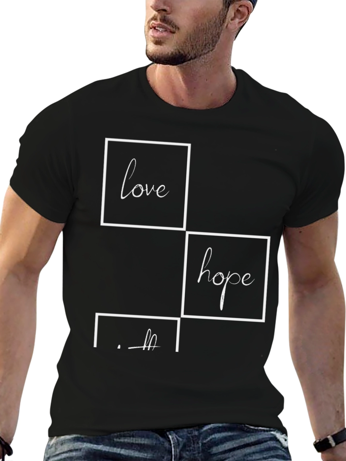 Love Hope Faith Graphic Tee - Stylish Black T-Shirt