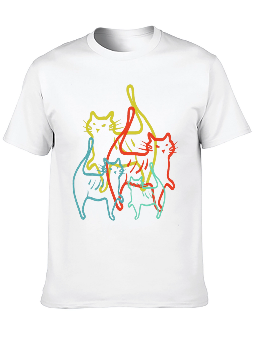 Abstract Cat Line Art Black T-Shirt