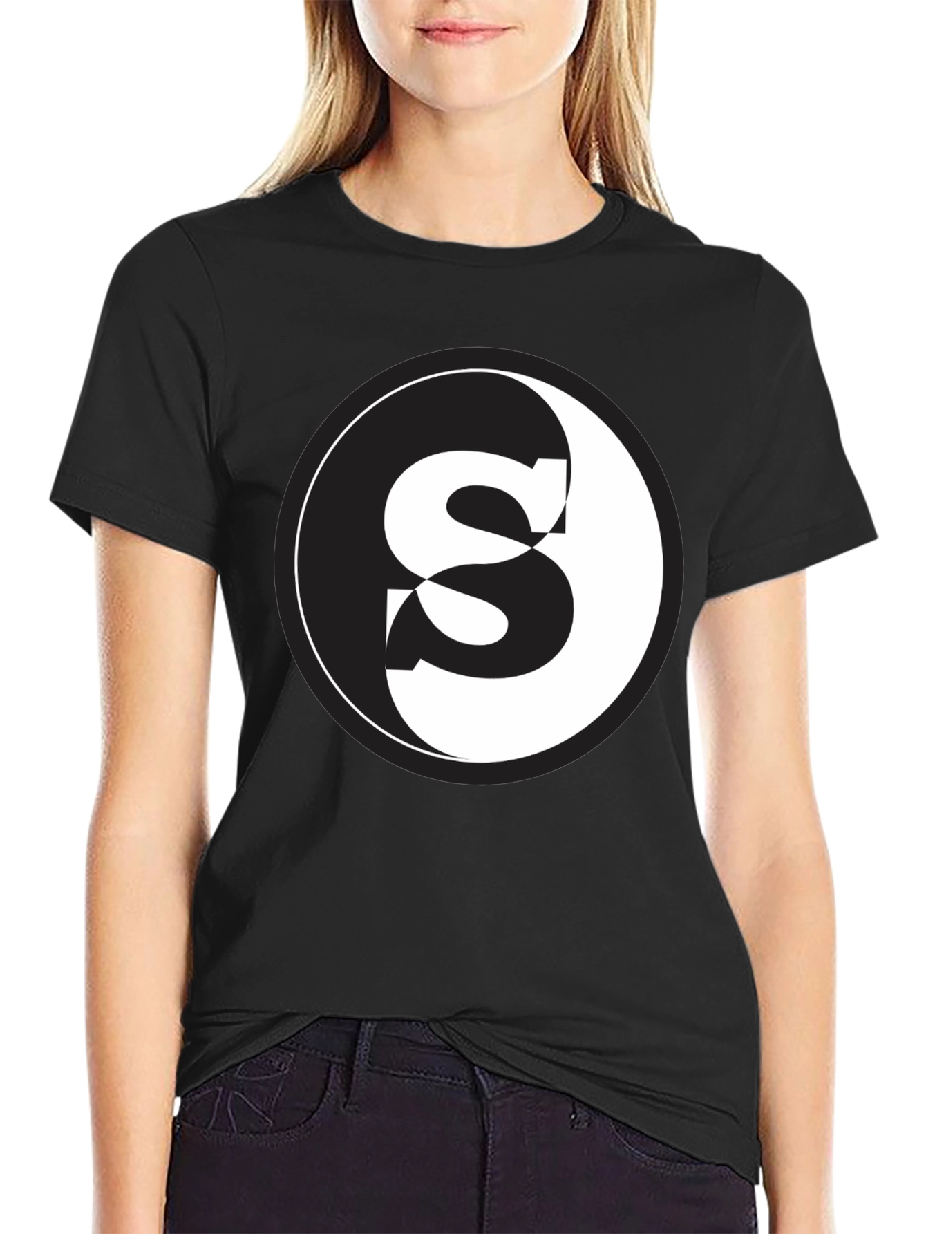 Yin Yang S Graphic Tee - Stylish Black Cotton Blend T-Shirt