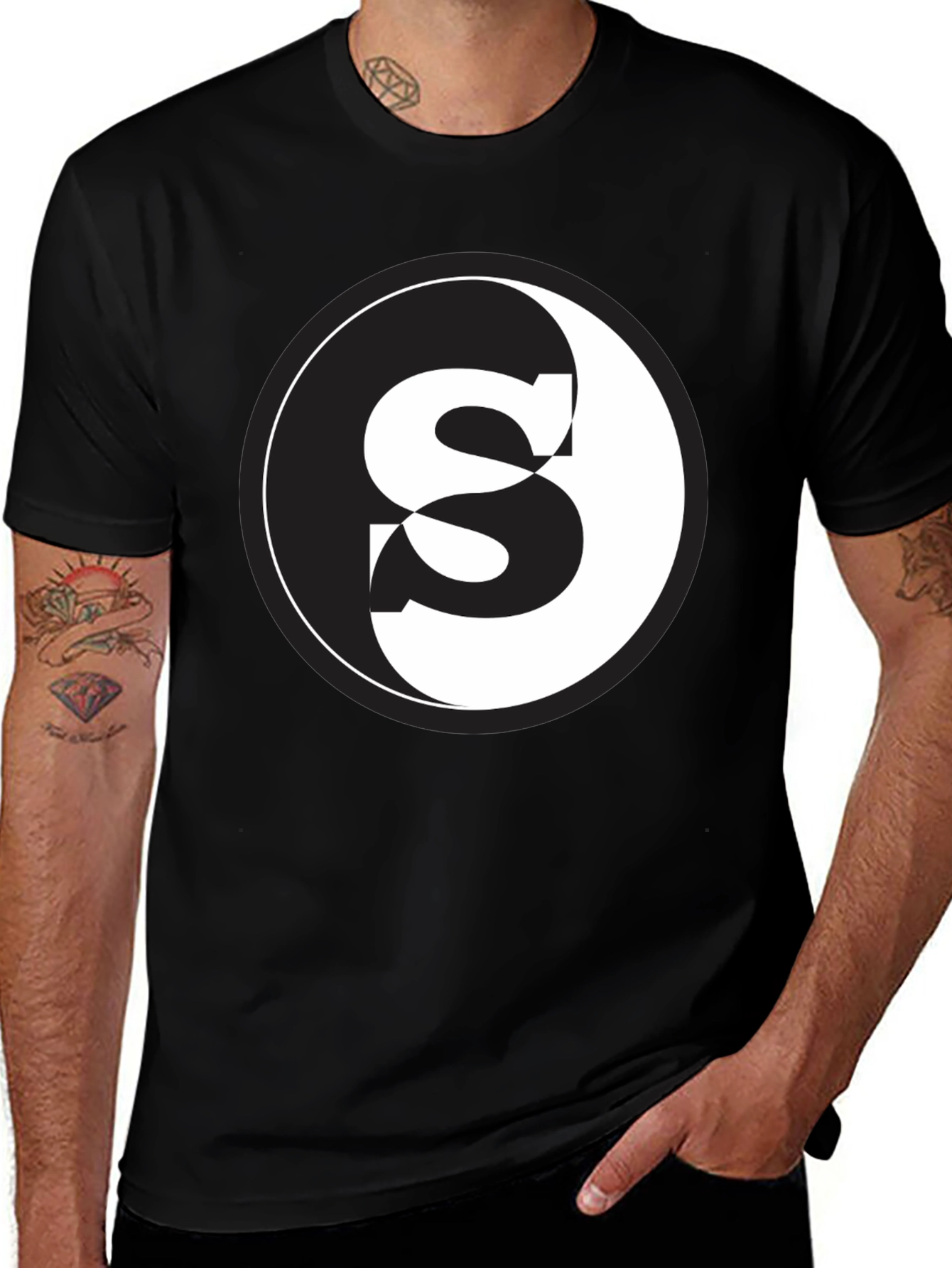 Yin Yang S Graphic Tee - Stylish Black Cotton Blend T-Shirt