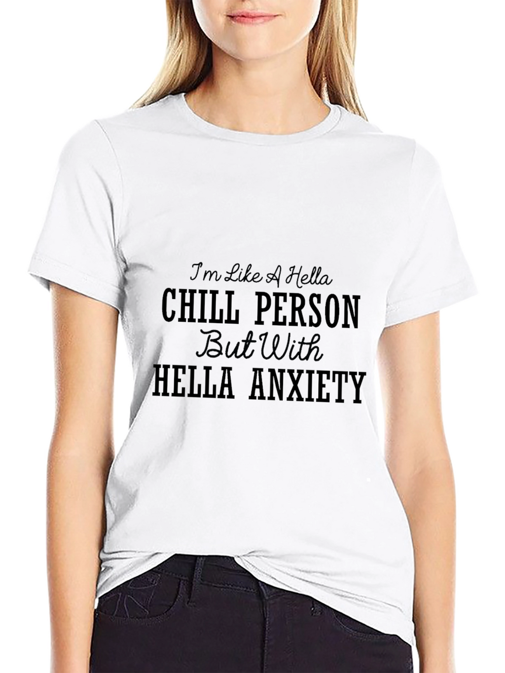 Chill Person With Anxiety Black Graphic Tee