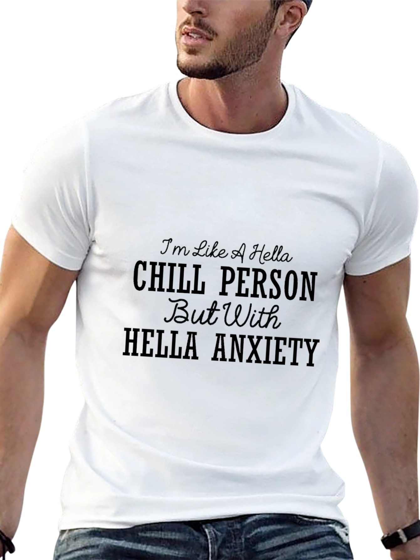 Chill Person With Anxiety Black Graphic Tee