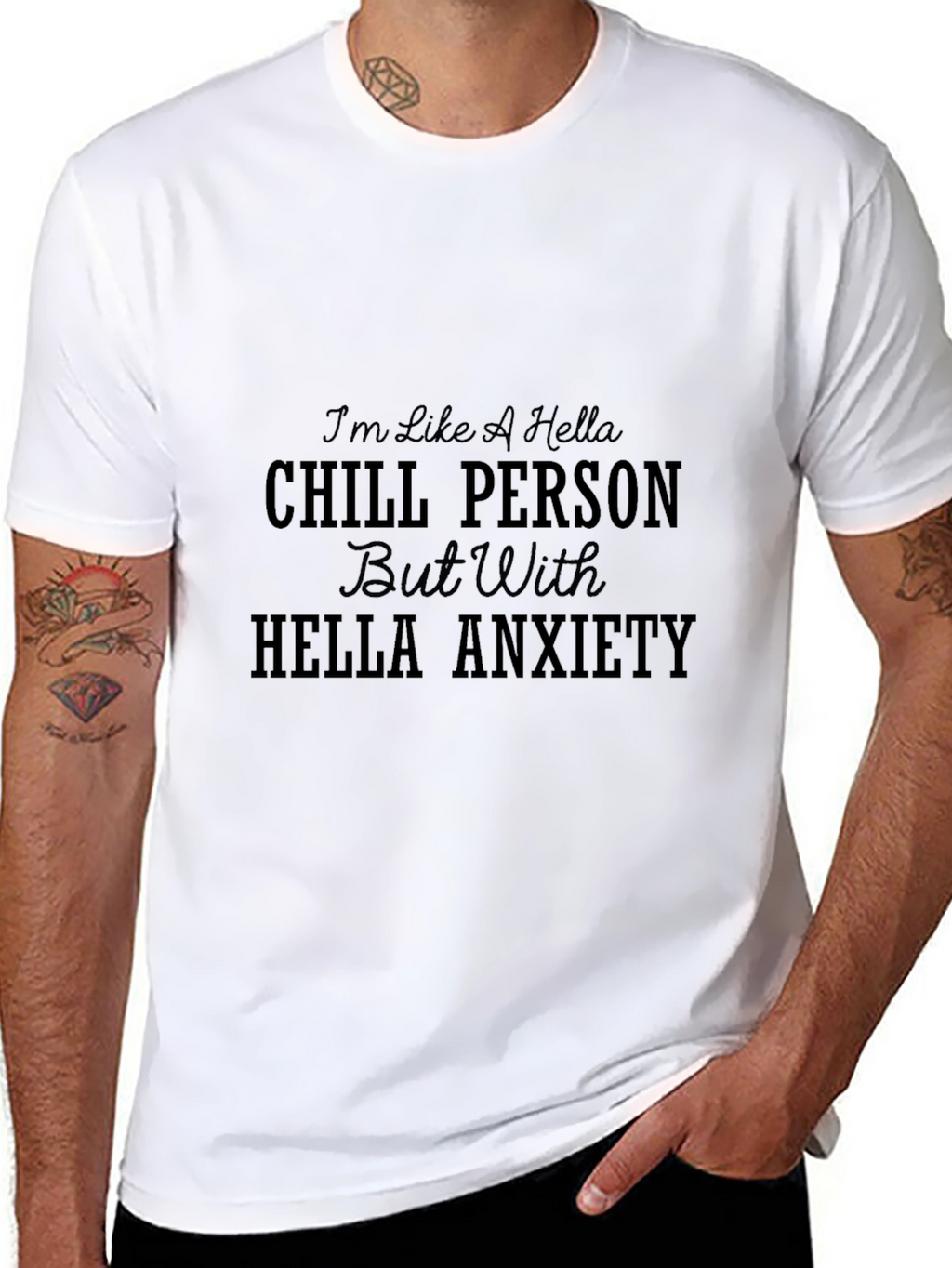 Chill Person With Anxiety Black Graphic Tee