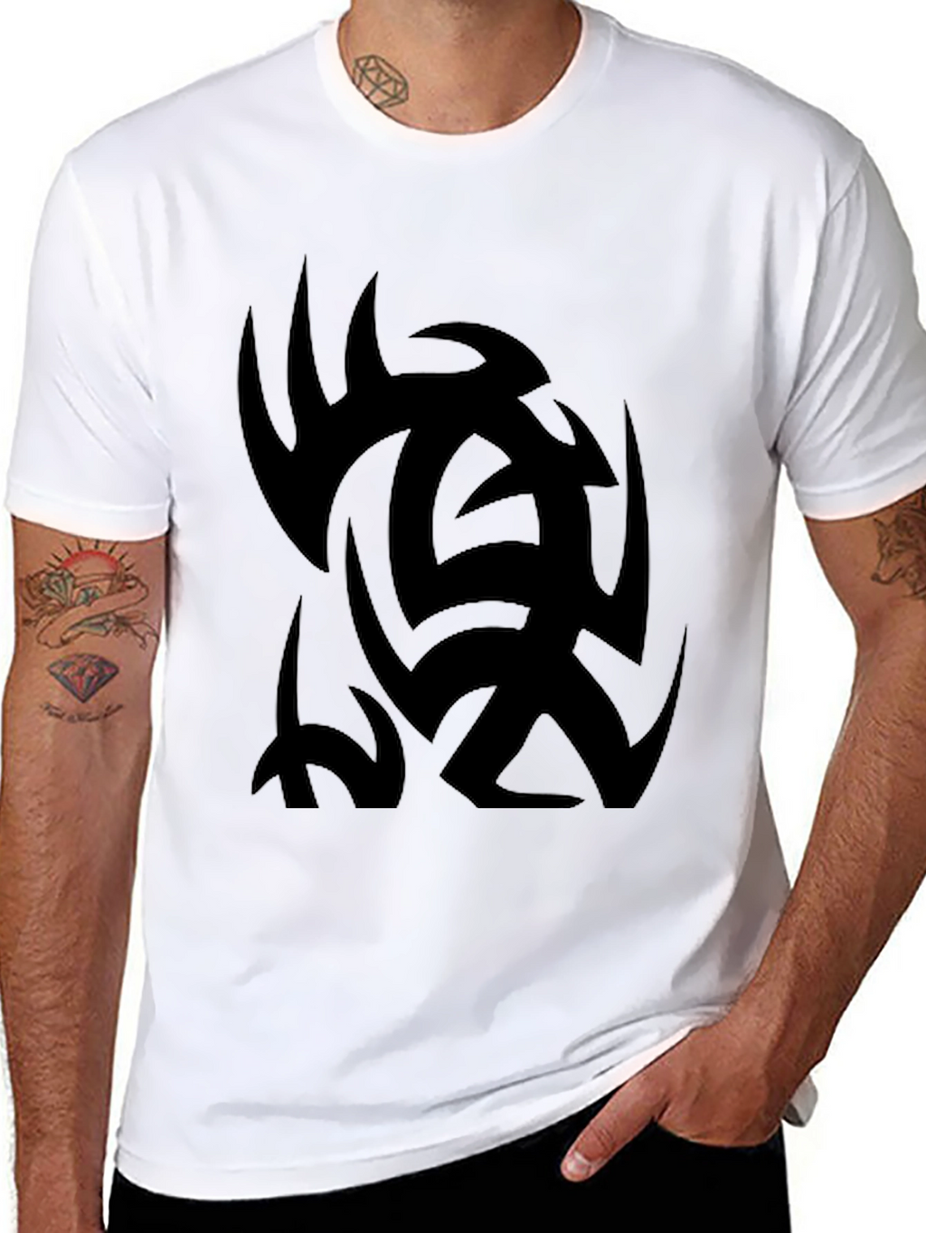 Mens Black Tribal Tattoo Graphic Tee