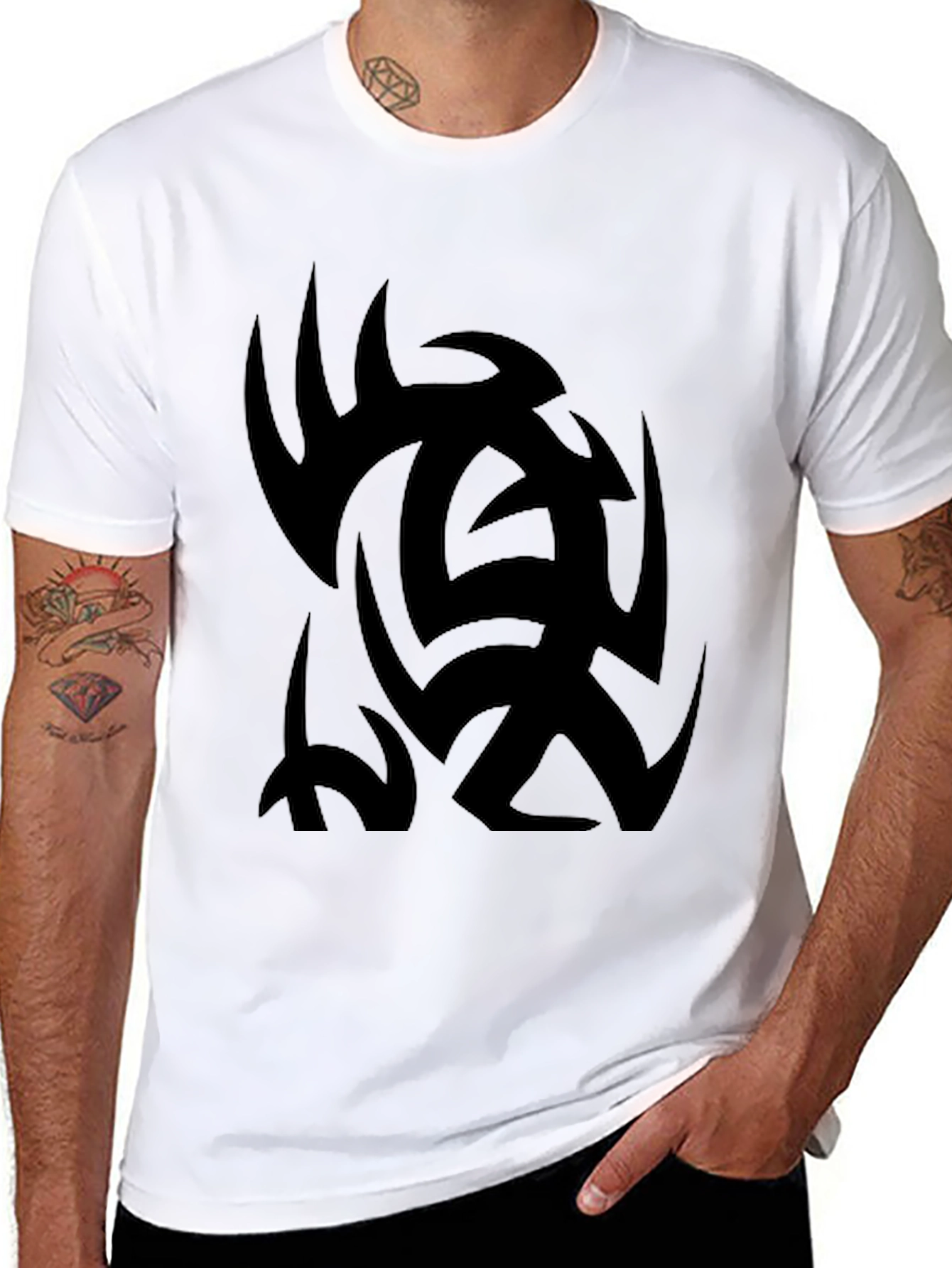 Mens Black Tribal Tattoo Graphic Tee