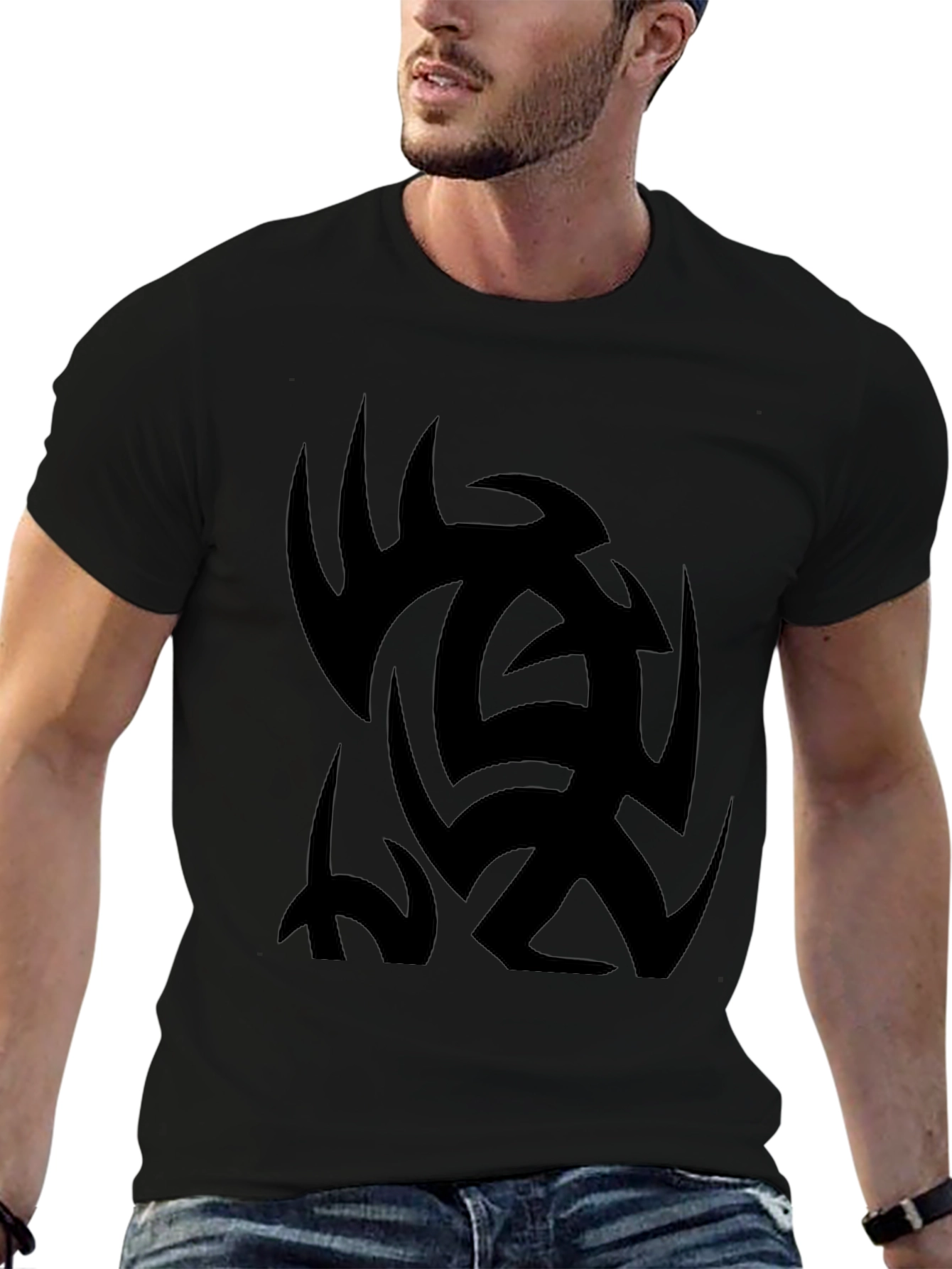 Mens Black Tribal Tattoo Graphic Tee