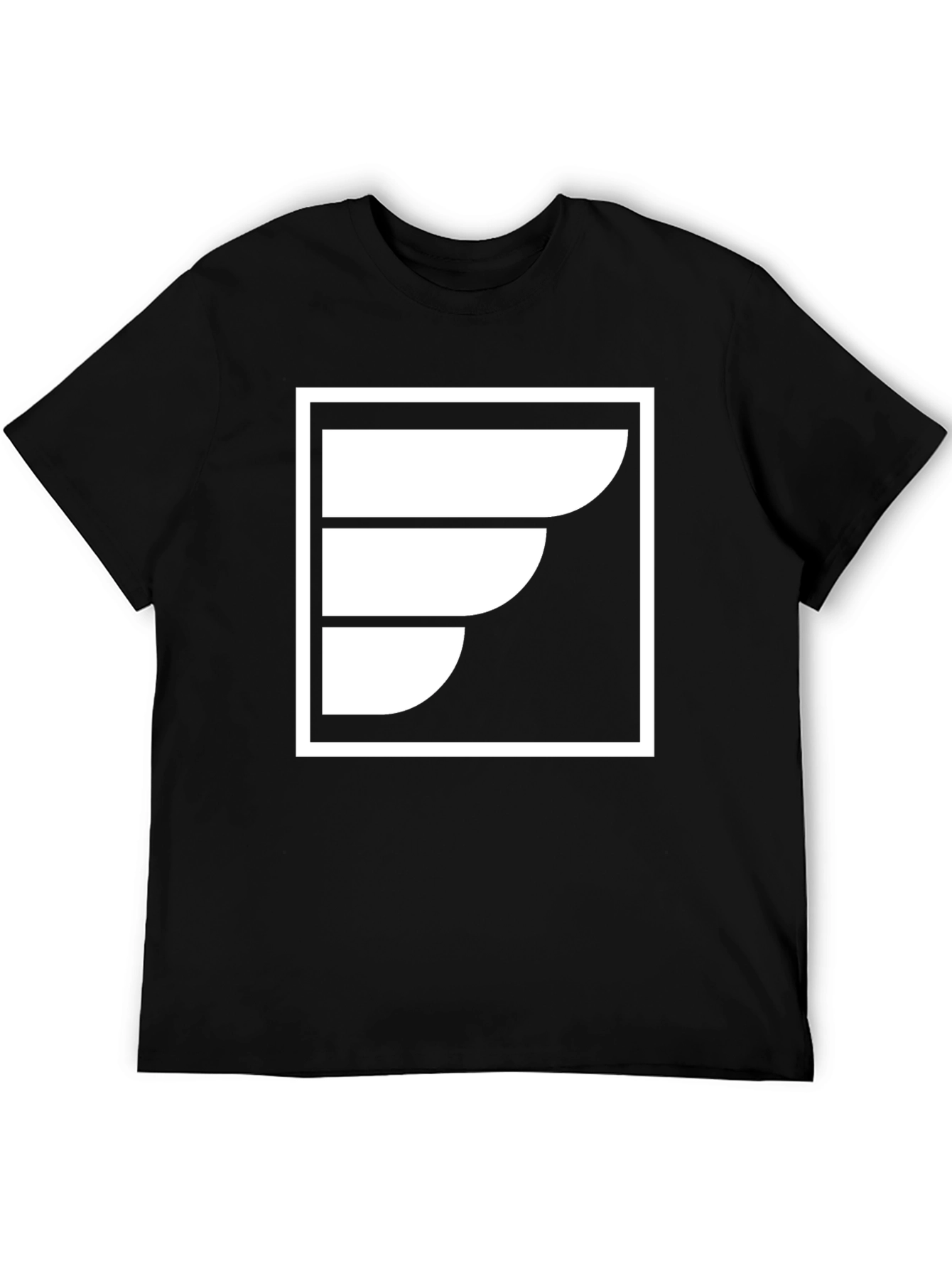 Abstract White Logo Black T-Shirt