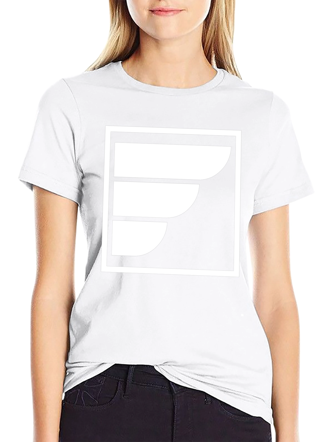 Abstract White Logo Black T-Shirt