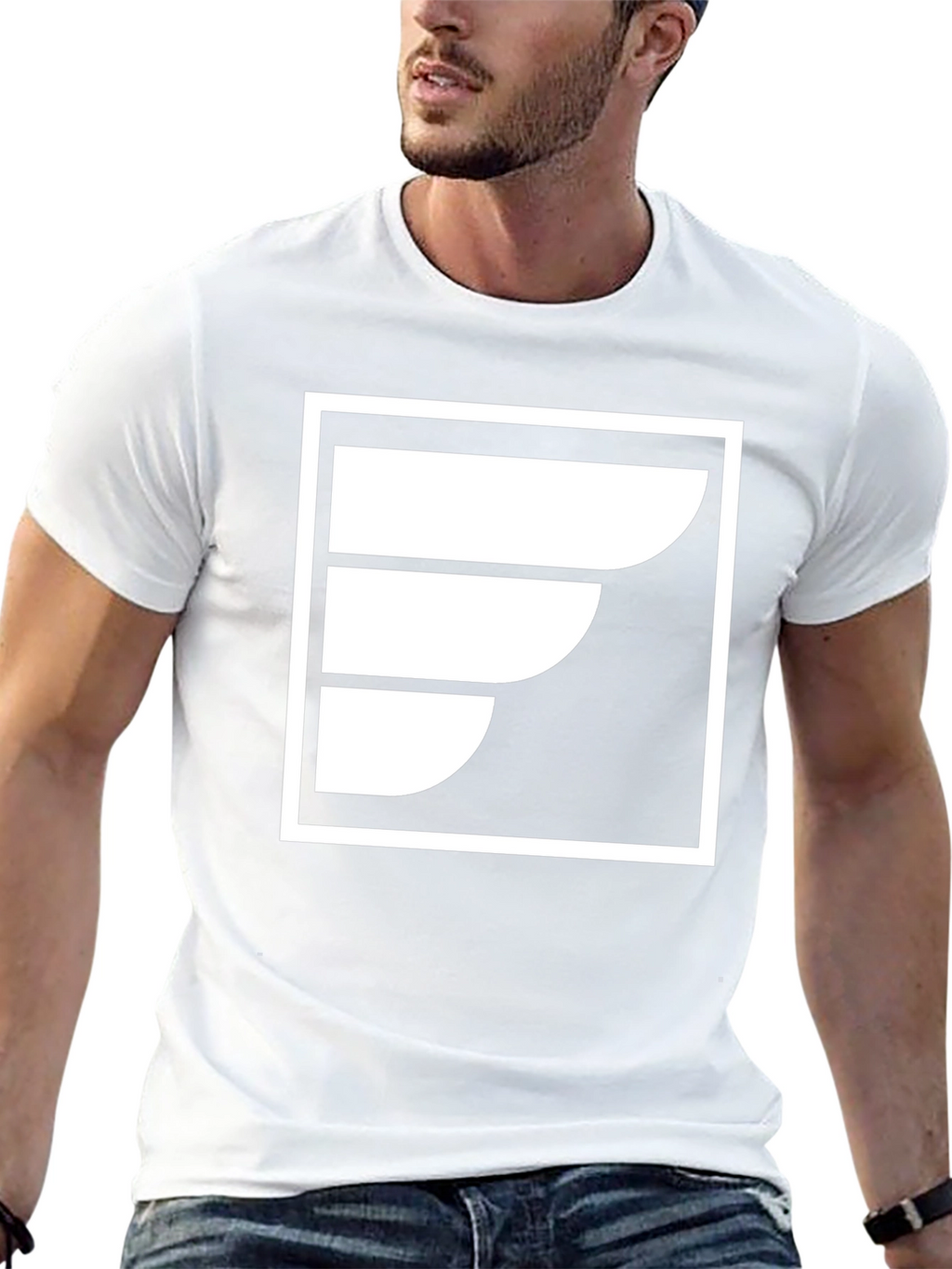 Abstract White Logo Black T-Shirt